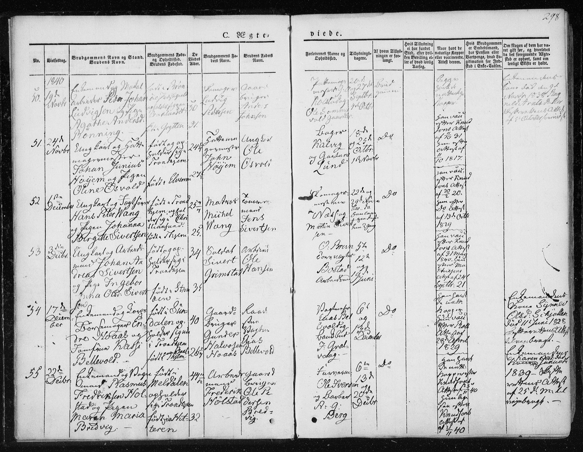 Ministerialprotokoller, klokkerbøker og fødselsregistre - Sør-Trøndelag, AV/SAT-A-1456/601/L0049: Parish register (official) no. 601A17, 1839-1847, p. 298