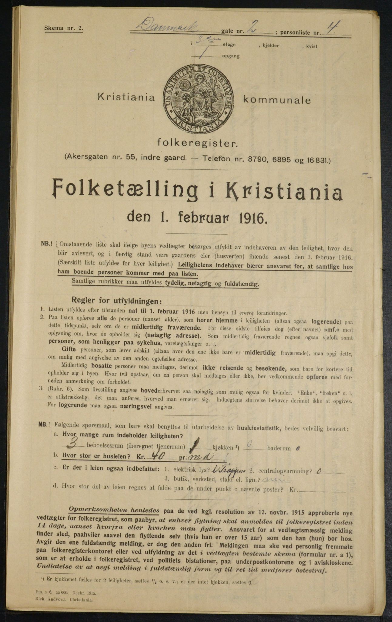 OBA, Municipal Census 1916 for Kristiania, 1916, p. 14627