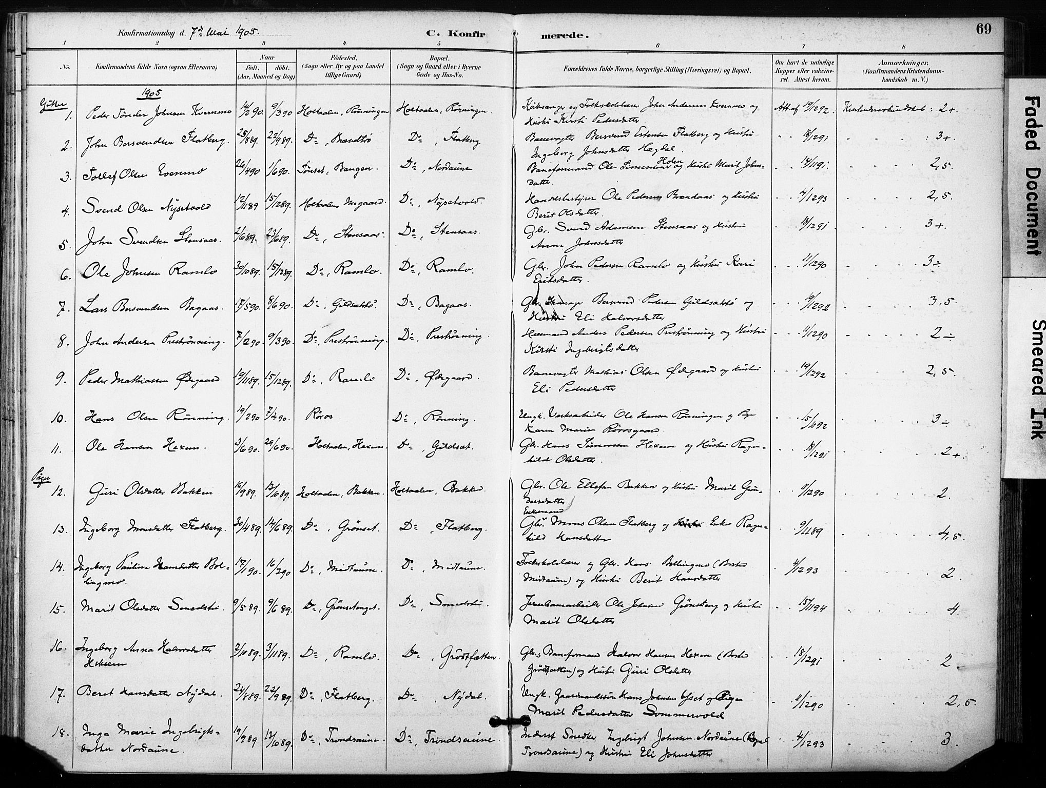 Ministerialprotokoller, klokkerbøker og fødselsregistre - Sør-Trøndelag, SAT/A-1456/685/L0973: Parish register (official) no. 685A10, 1891-1907, p. 69