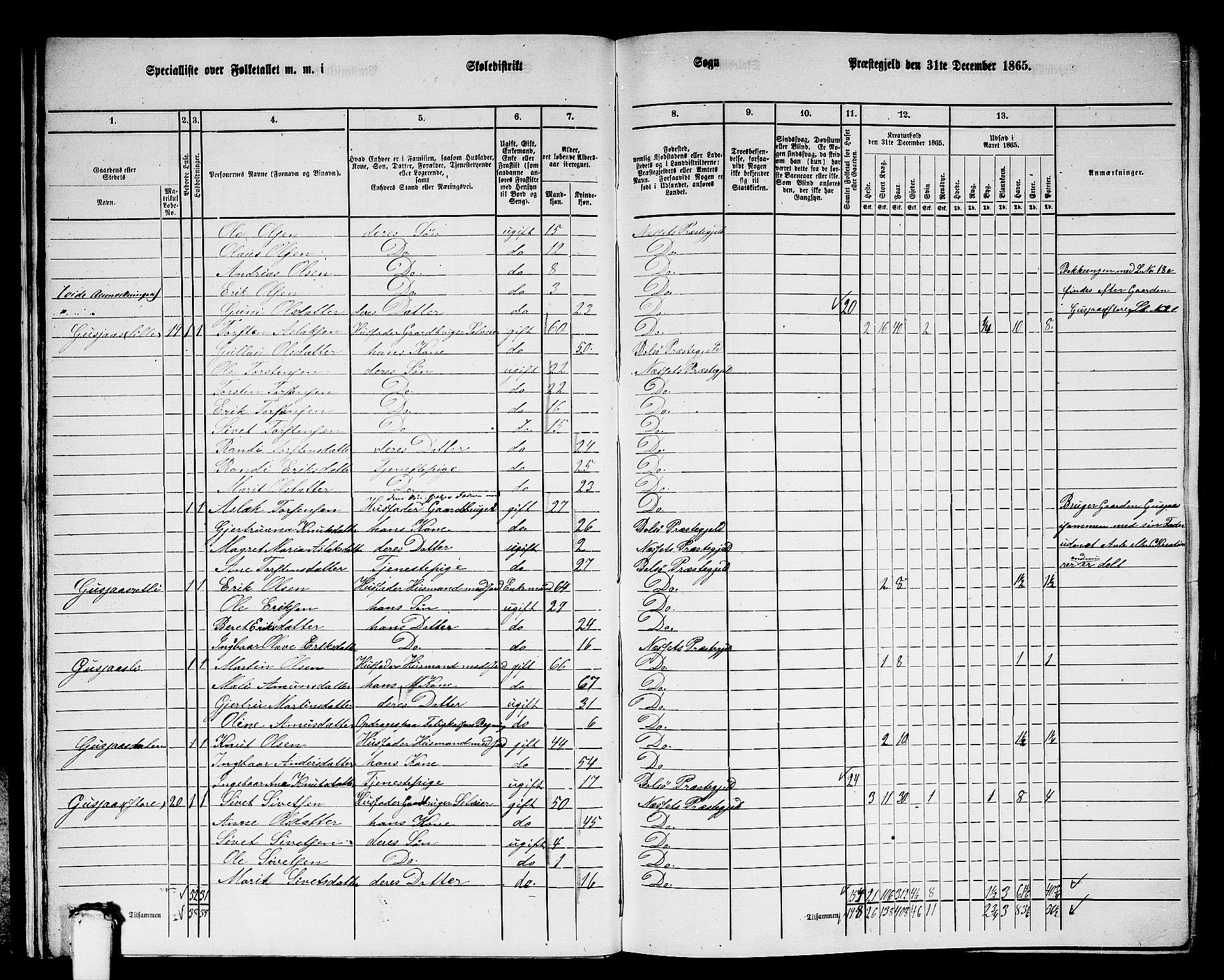 RA, 1865 census for Nesset, 1865, p. 17