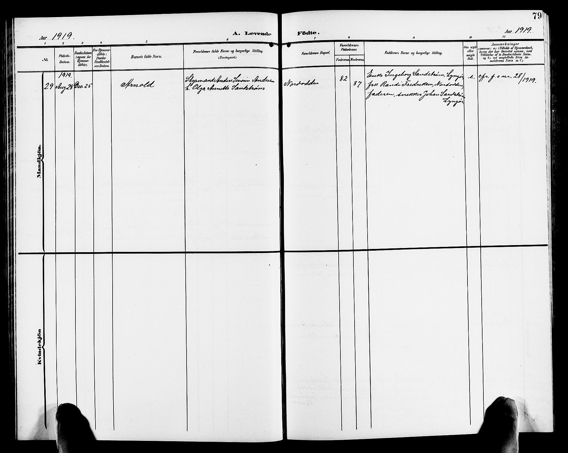 Hisøy sokneprestkontor, AV/SAK-1111-0020/F/Fb/L0004: Parish register (copy) no. B 4, 1905-1923, p. 79