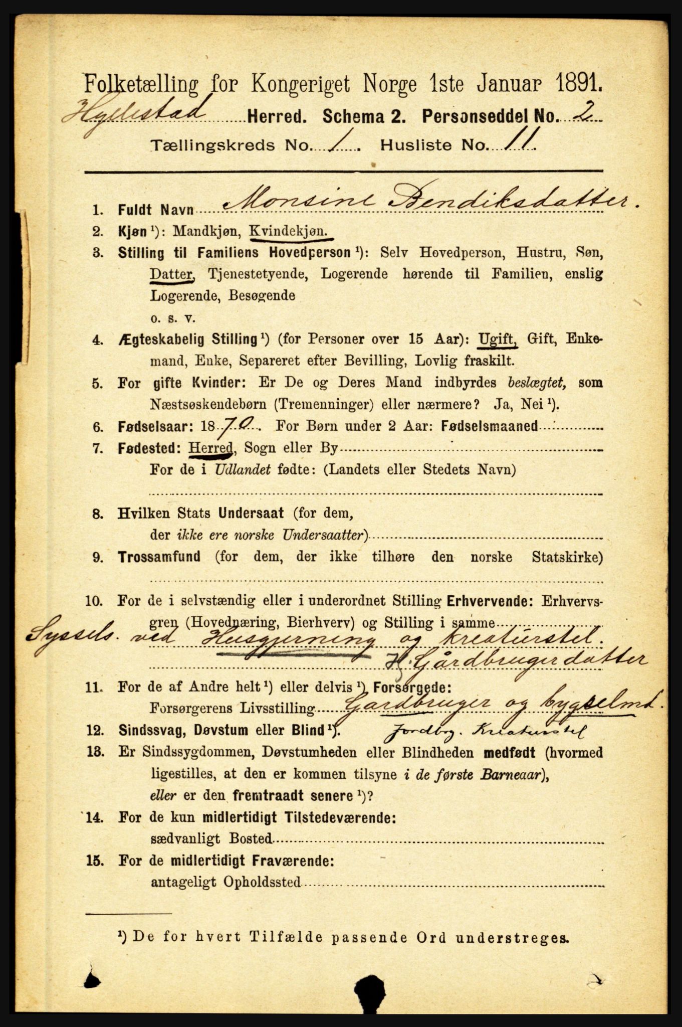 RA, 1891 census for 1413 Hyllestad, 1891, p. 114