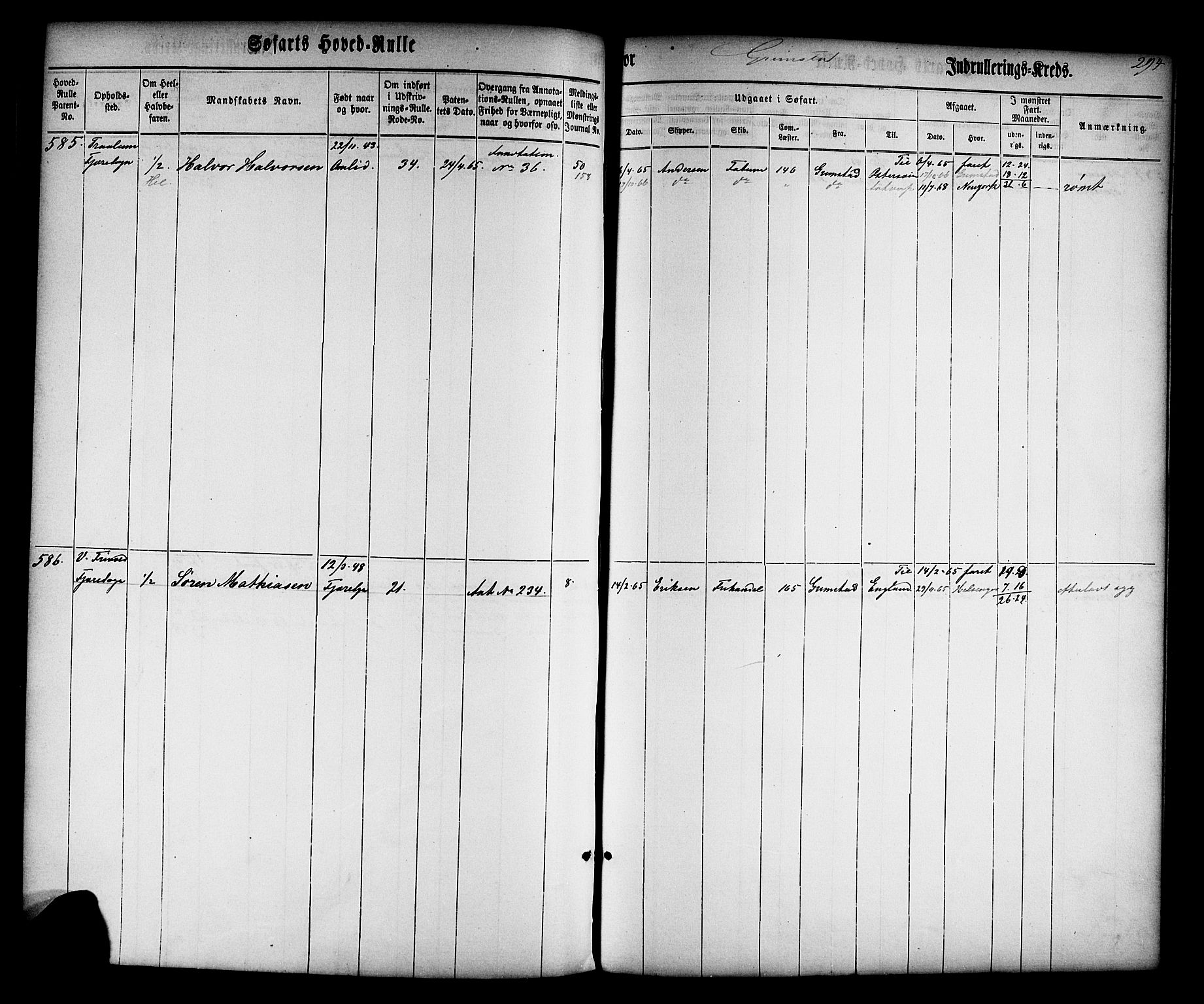 Grimstad mønstringskrets, AV/SAK-2031-0013/F/Fb/L0008: Hovedrulle nr 1-766, V-21, 1860-1869, p. 308