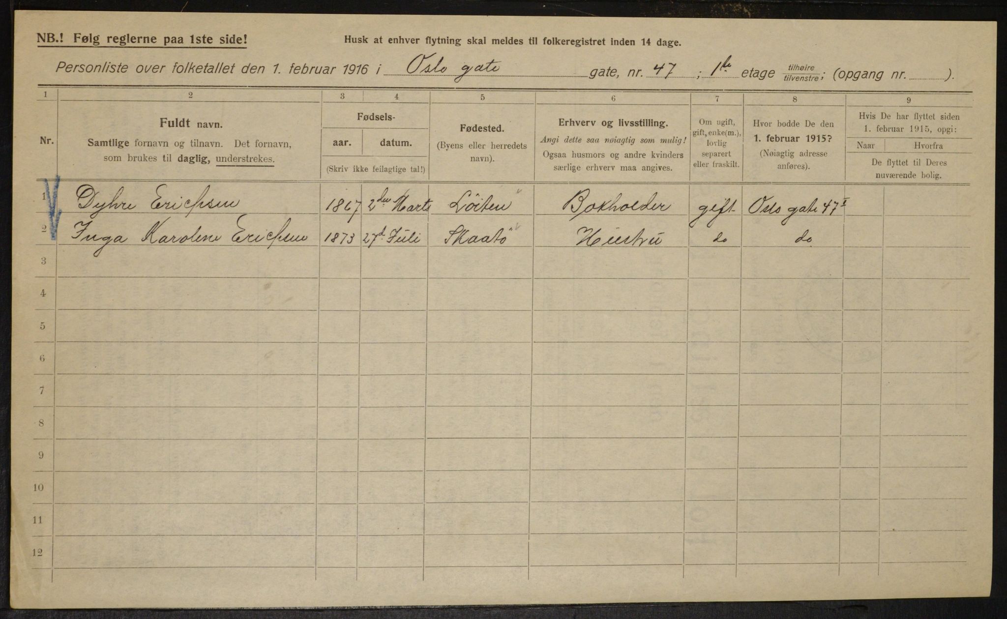 OBA, Municipal Census 1916 for Kristiania, 1916, p. 79306