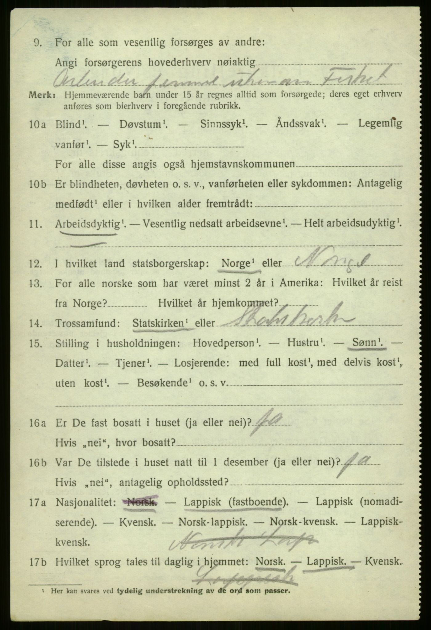 SATØ, 1920 census for Lyngen, 1920, p. 4056
