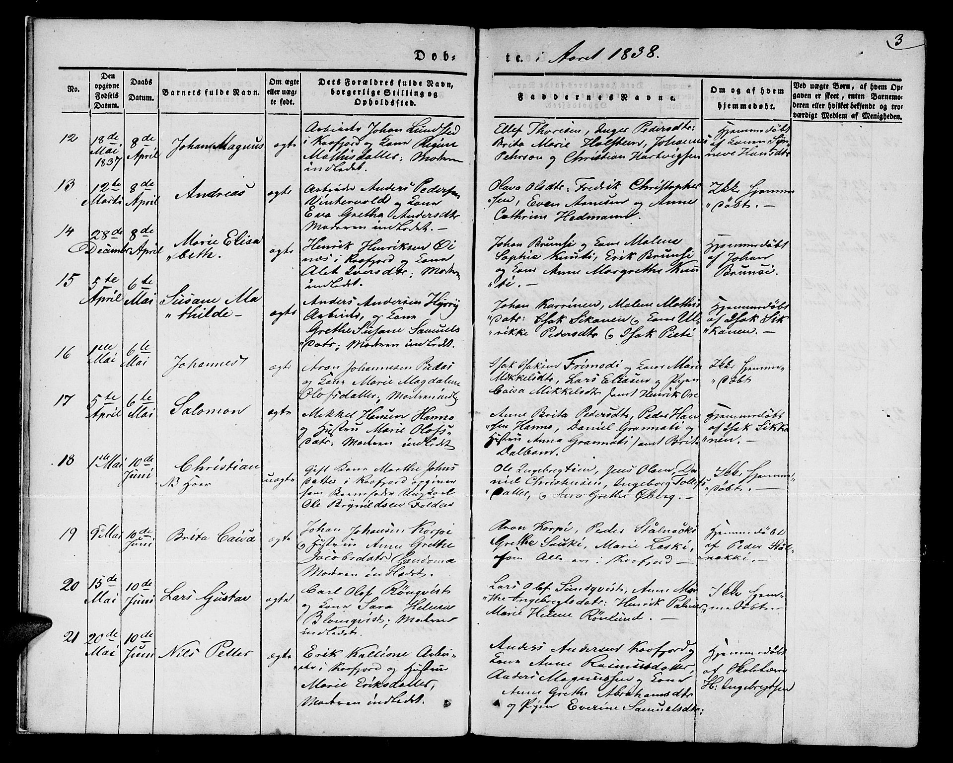 Talvik sokneprestkontor, SATØ/S-1337/H/Ha/L0015kirke: Parish register (official) no. 15, 1837-1847, p. 3