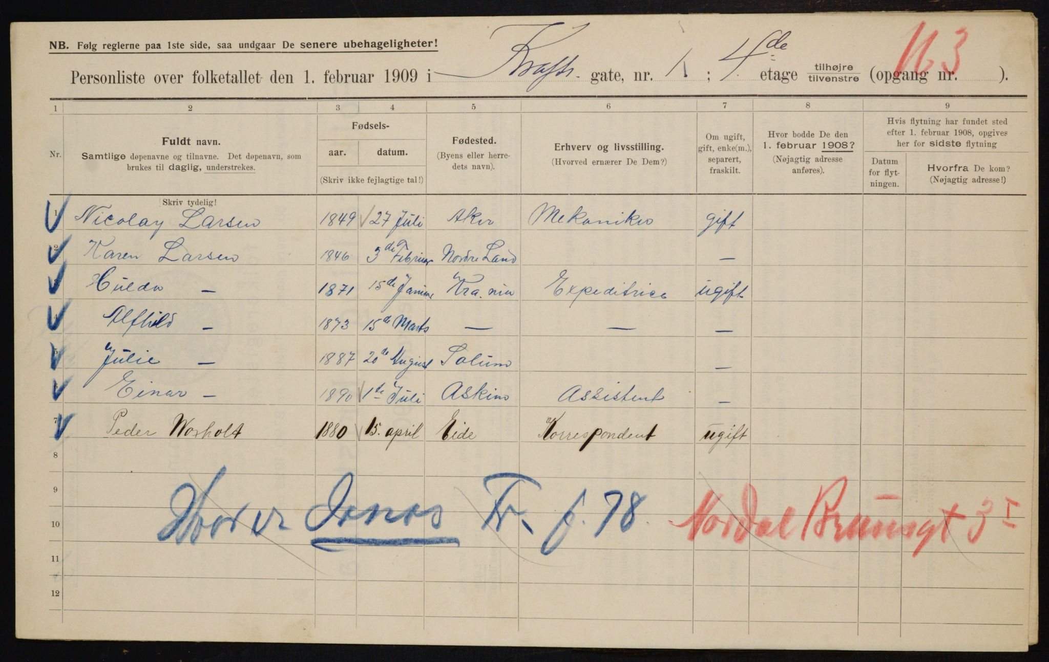 OBA, Municipal Census 1909 for Kristiania, 1909, p. 49423