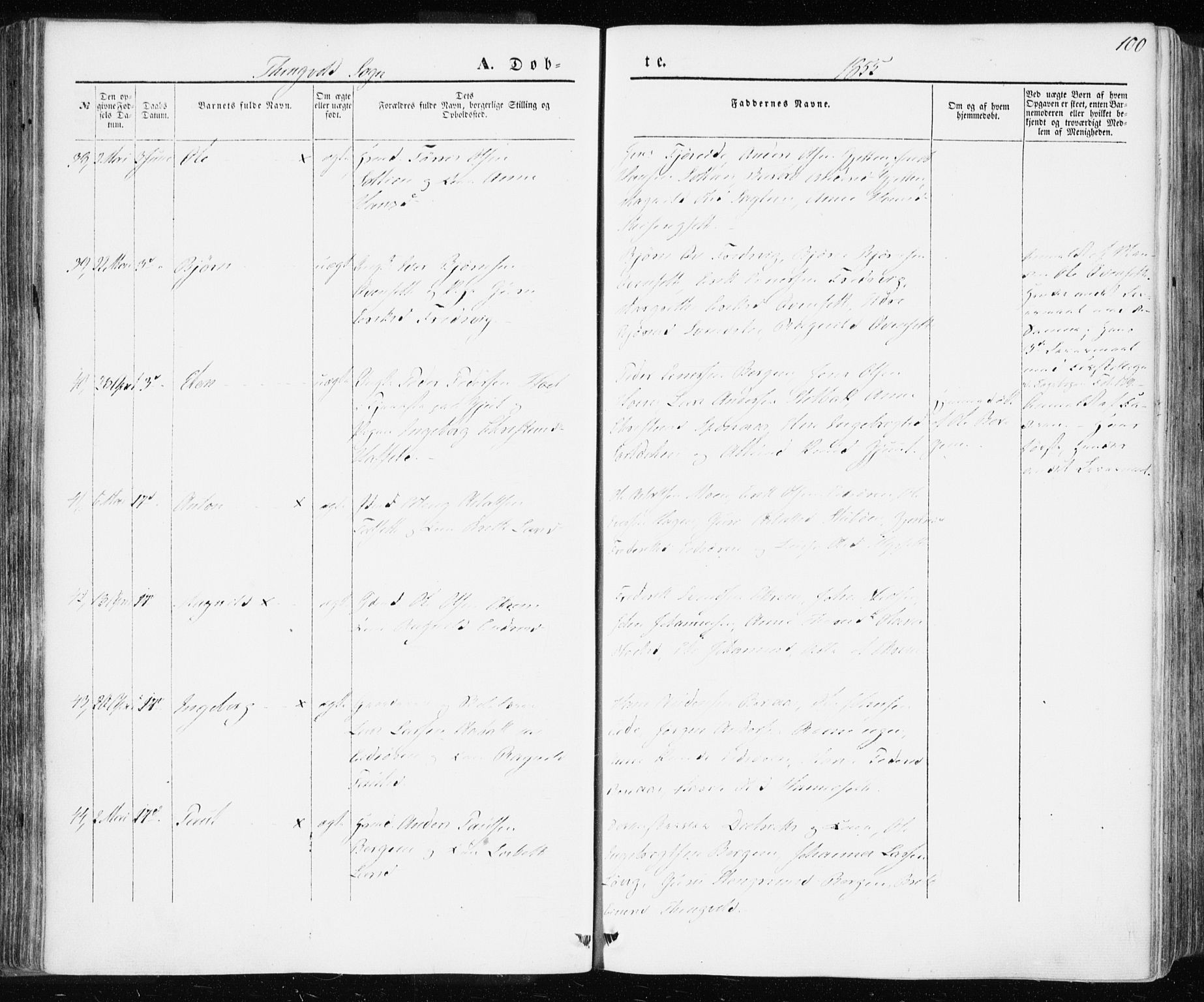 Ministerialprotokoller, klokkerbøker og fødselsregistre - Møre og Romsdal, AV/SAT-A-1454/586/L0984: Parish register (official) no. 586A10, 1844-1856, p. 100