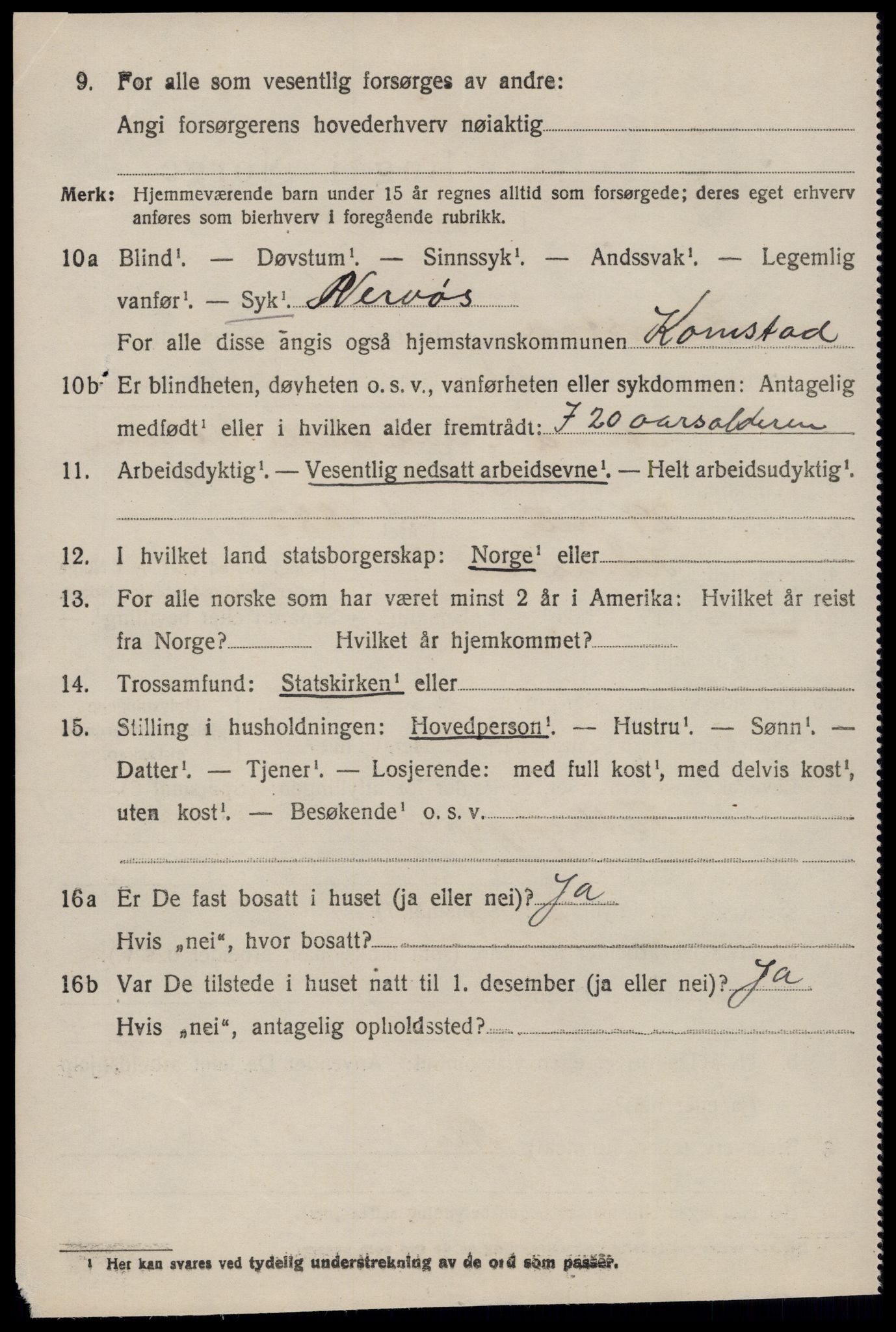 SAT, 1920 census for Kornstad, 1920, p. 2500