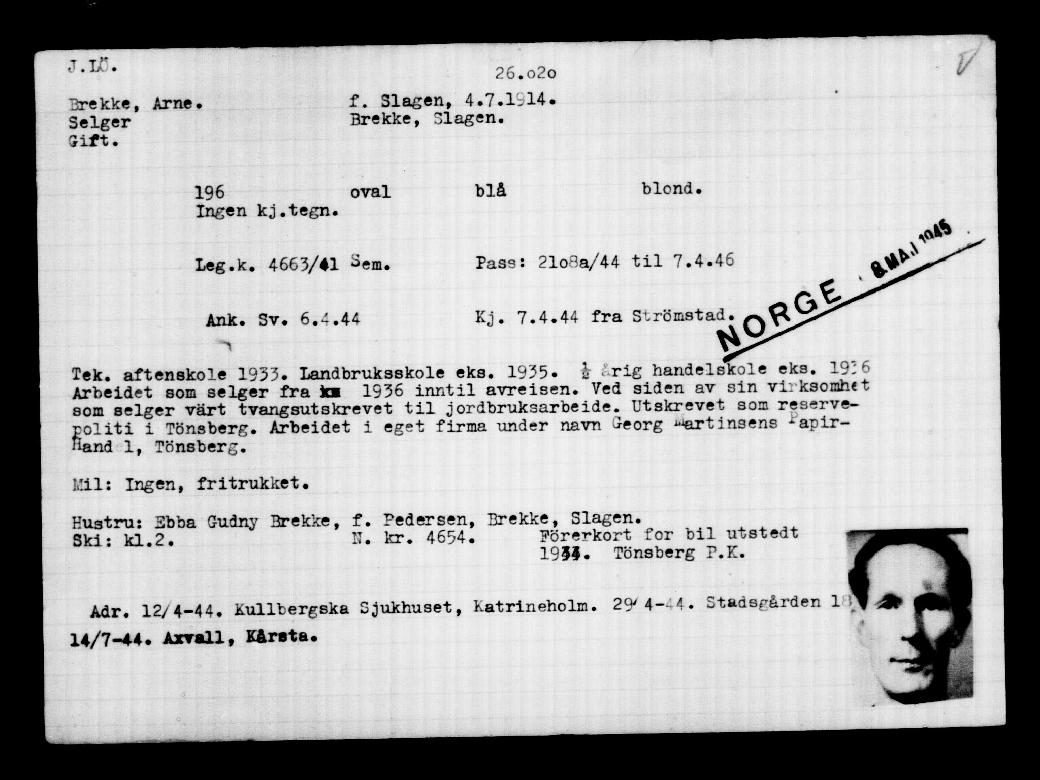 Den Kgl. Norske Legasjons Flyktningskontor, AV/RA-S-6753/V/Va/L0011: Kjesäterkartoteket.  Flyktningenr. 25300-28349, 1940-1945, p. 758