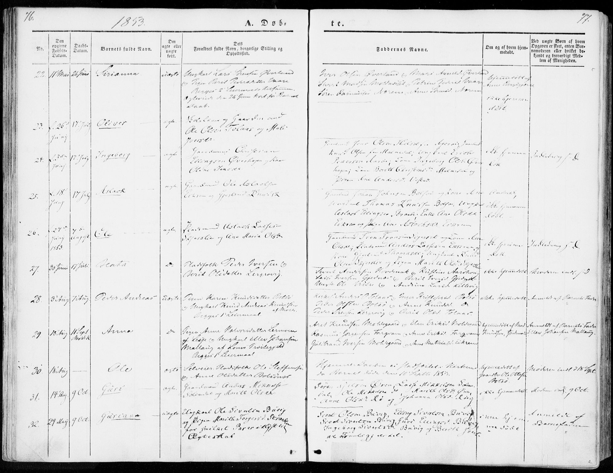 Ministerialprotokoller, klokkerbøker og fødselsregistre - Møre og Romsdal, AV/SAT-A-1454/555/L0653: Parish register (official) no. 555A04, 1843-1869, p. 76-77