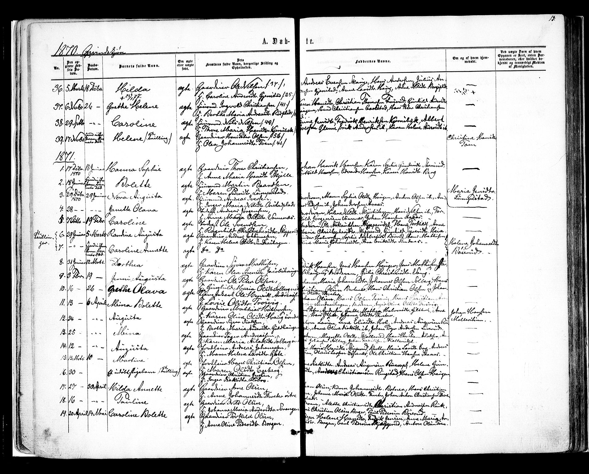 Skiptvet prestekontor Kirkebøker, AV/SAO-A-20009/F/Fa/L0008: Parish register (official) no. 8, 1867-1877, p. 15