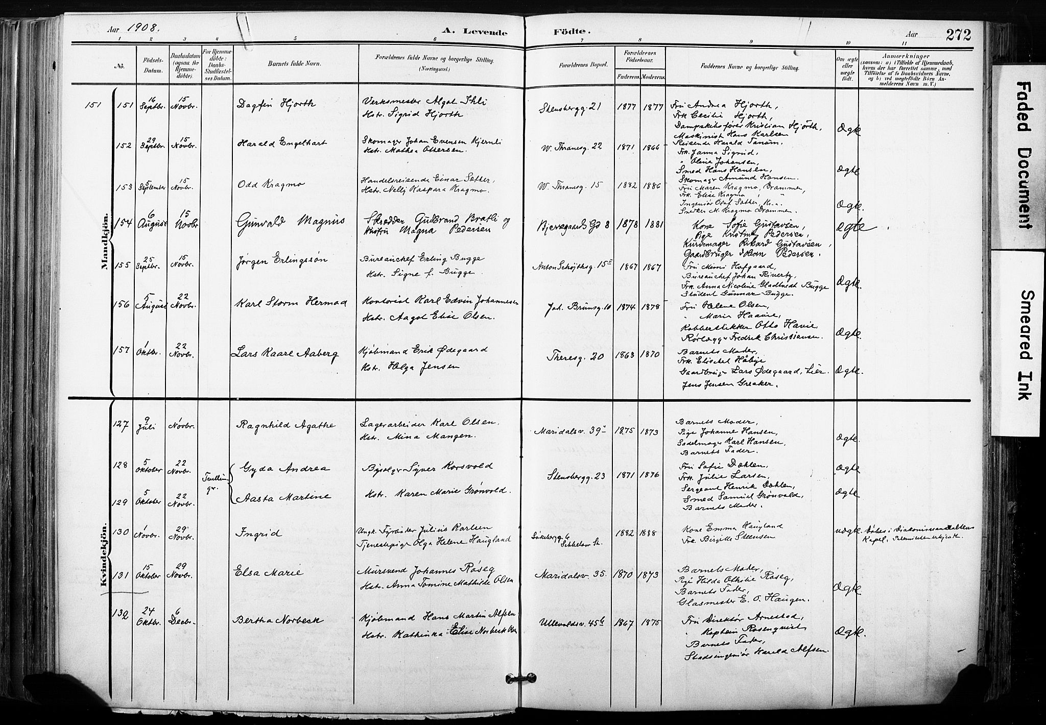 Gamle Aker prestekontor Kirkebøker, SAO/A-10617a/F/L0013: Parish register (official) no. 13, 1901-1908, p. 272
