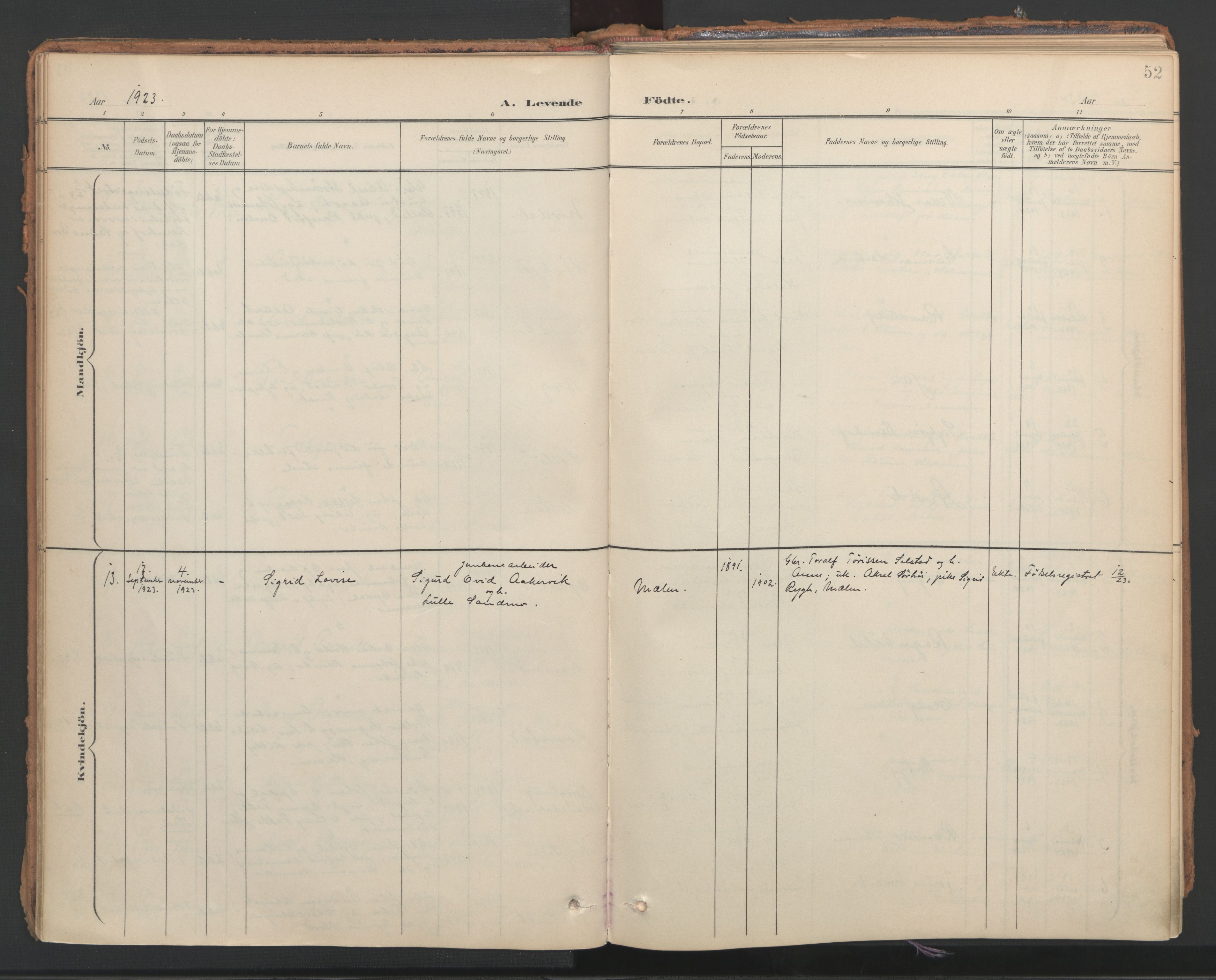 Ministerialprotokoller, klokkerbøker og fødselsregistre - Nord-Trøndelag, SAT/A-1458/766/L0564: Parish register (official) no. 767A02, 1900-1932, p. 52