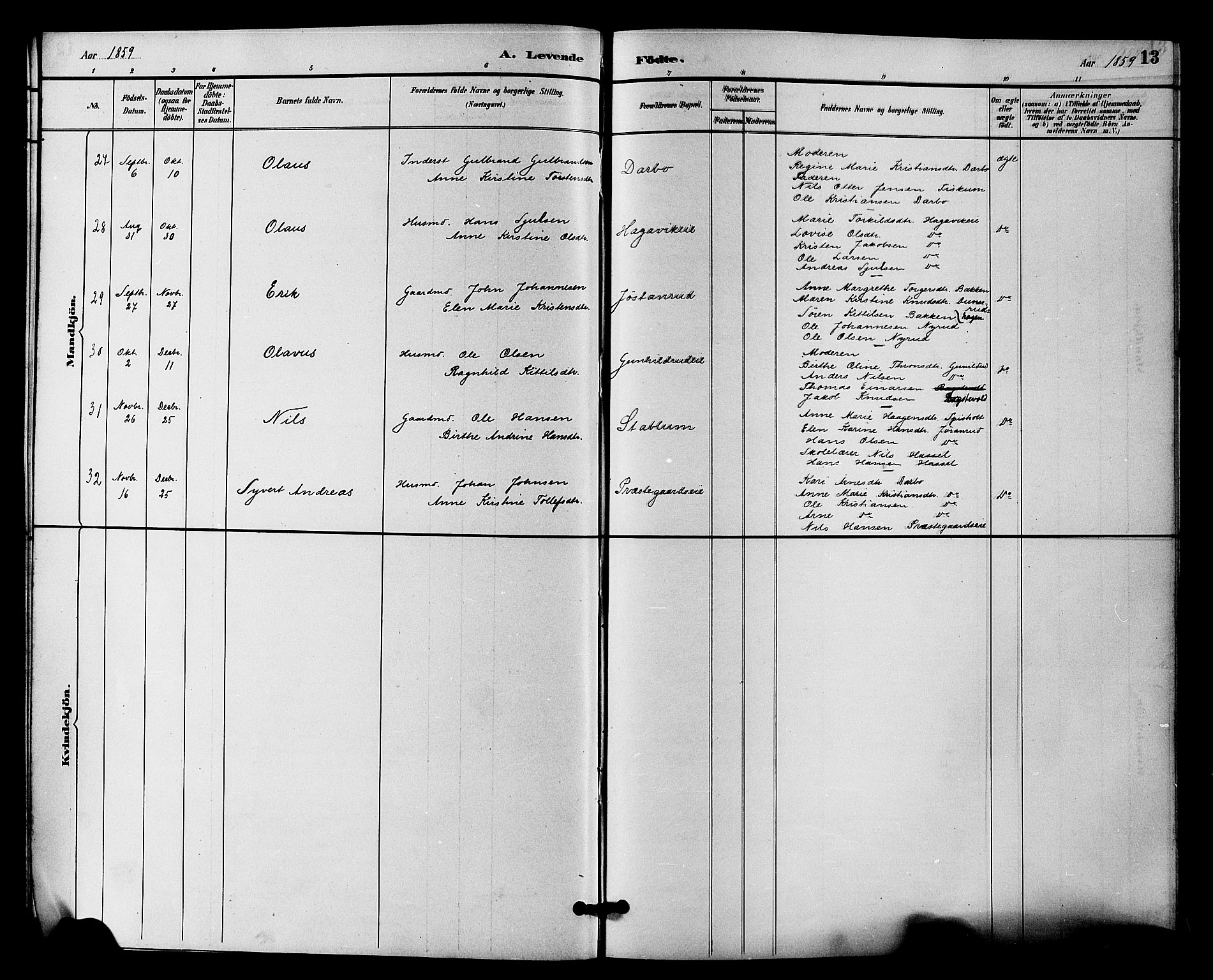 Fiskum kirkebøker, SAKO/A-15/F/Fa/L0001: Parish register (official) no. 1, 1858-1877, p. 13