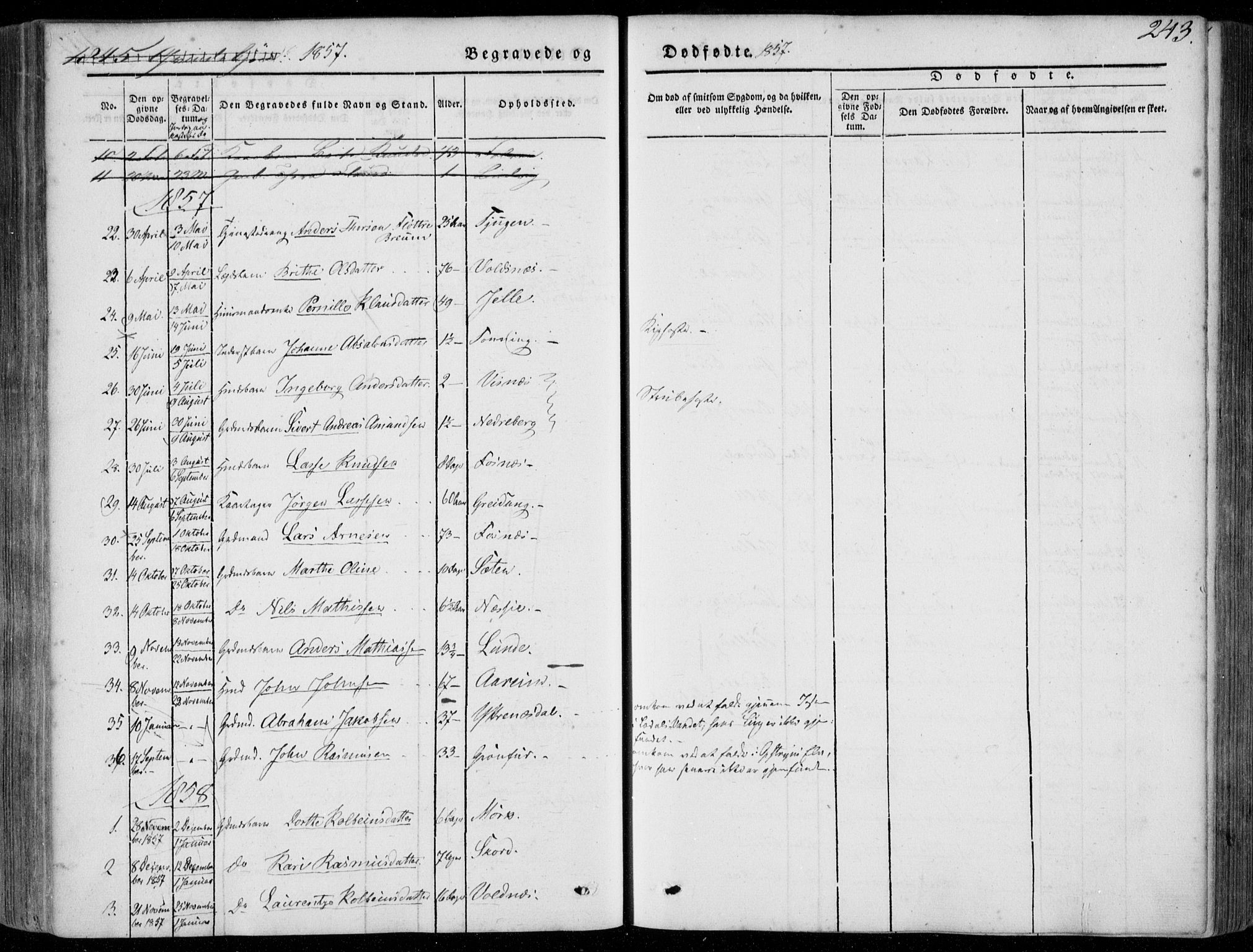 Stryn Sokneprestembete, SAB/A-82501: Parish register (official) no. A 2, 1844-1861, p. 243