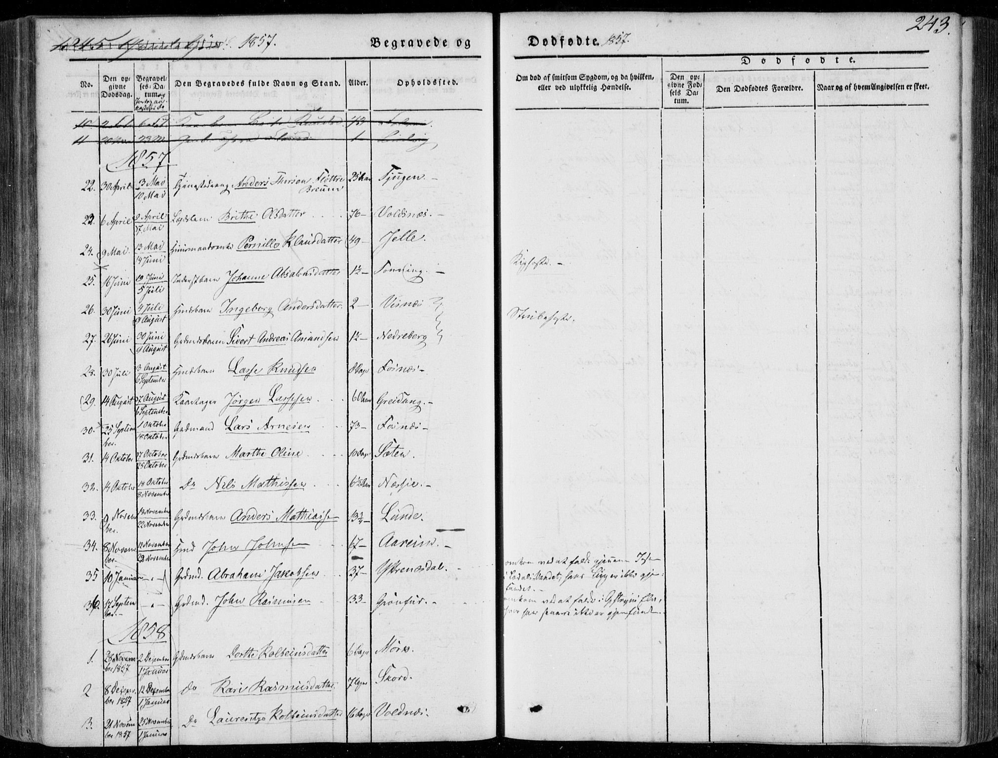 Stryn Sokneprestembete, AV/SAB-A-82501: Parish register (official) no. A 2, 1844-1861, p. 243