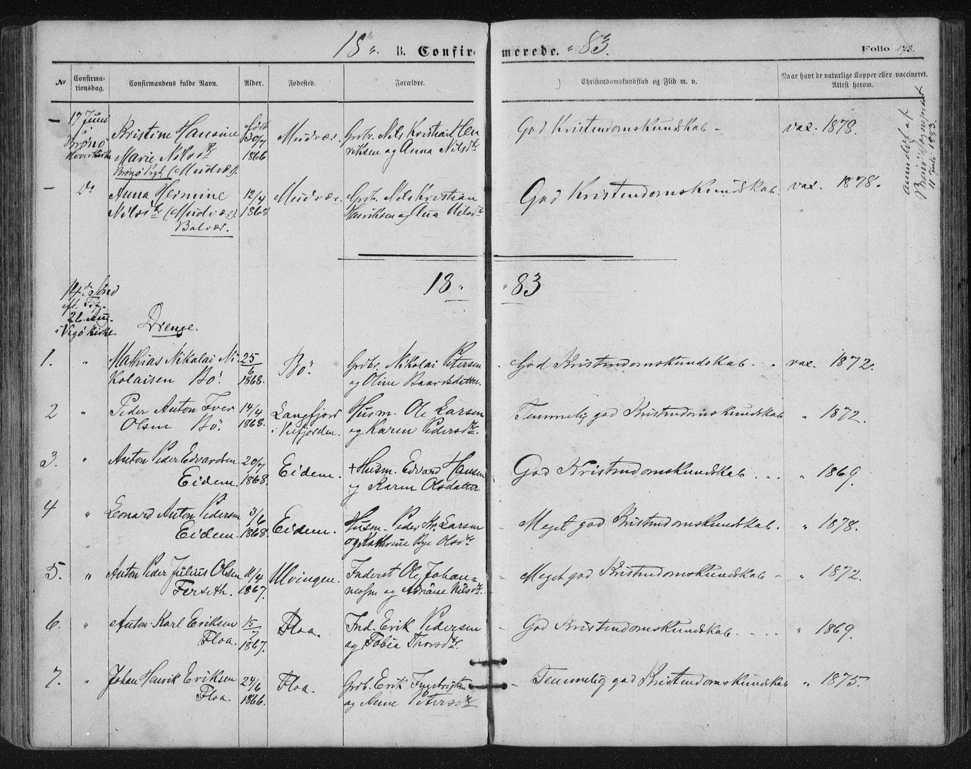 Ministerialprotokoller, klokkerbøker og fødselsregistre - Nordland, SAT/A-1459/816/L0241: Parish register (official) no. 816A07, 1870-1885, p. 173