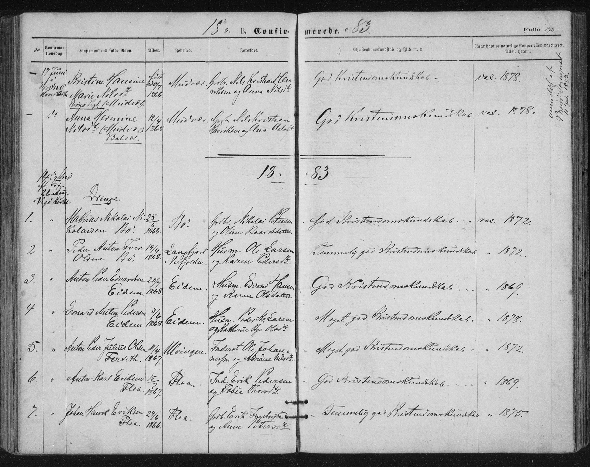 Ministerialprotokoller, klokkerbøker og fødselsregistre - Nordland, AV/SAT-A-1459/816/L0241: Parish register (official) no. 816A07, 1870-1885, p. 173