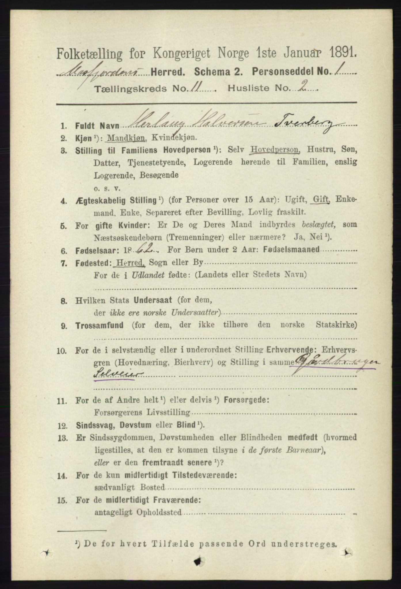 RA, 1891 census for 1266 Masfjorden, 1891, p. 2274