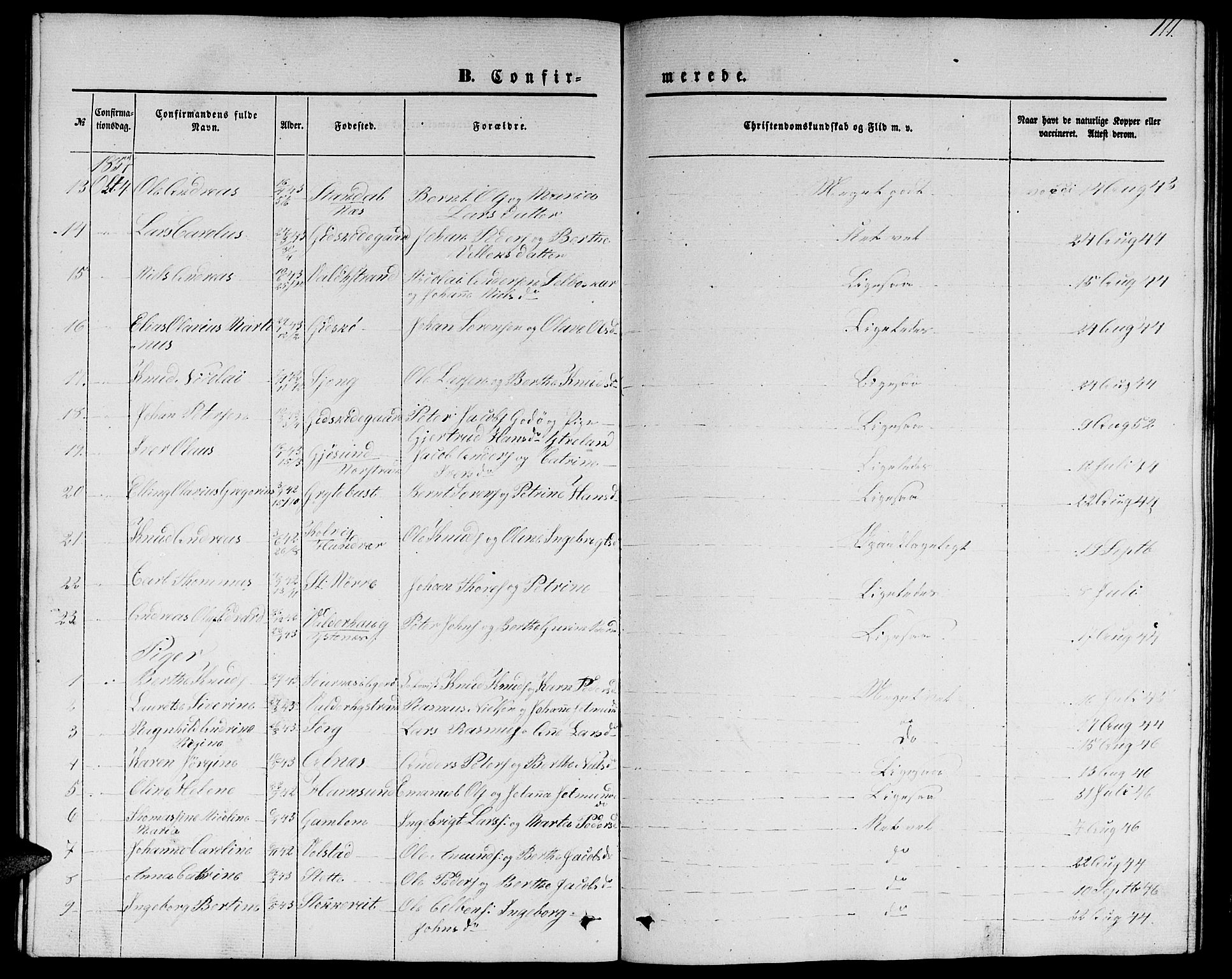 Ministerialprotokoller, klokkerbøker og fødselsregistre - Møre og Romsdal, AV/SAT-A-1454/528/L0427: Parish register (copy) no. 528C08, 1855-1864, p. 111