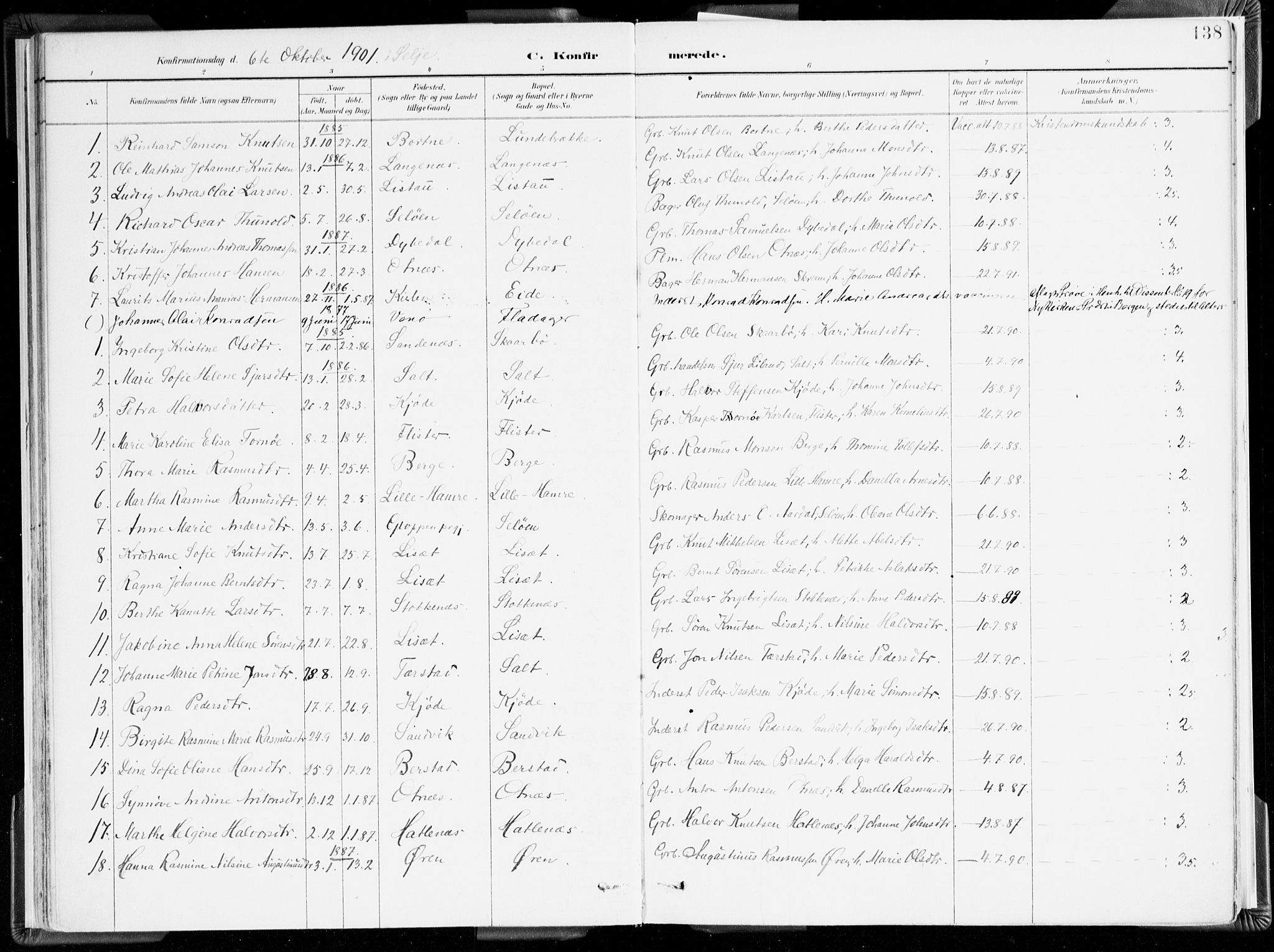 Selje sokneprestembete, SAB/A-99938/H/Ha/Haa/Haab: Parish register (official) no. B 2, 1891-1907, p. 138