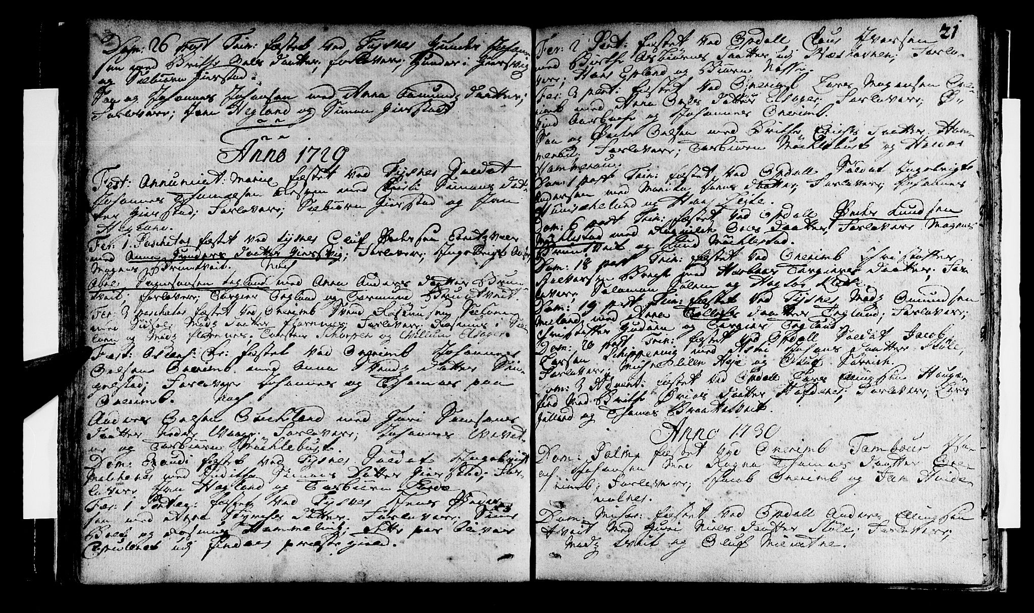 Tysnes sokneprestembete, AV/SAB-A-78601/H/Haa: Parish register (official) no. A 1, 1723-1731, p. 21