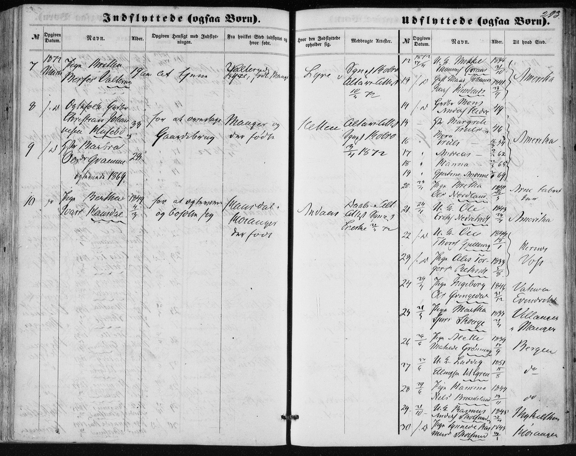 Lindås Sokneprestembete, SAB/A-76701/H/Haa: Parish register (official) no. A 16, 1863-1875, p. 293