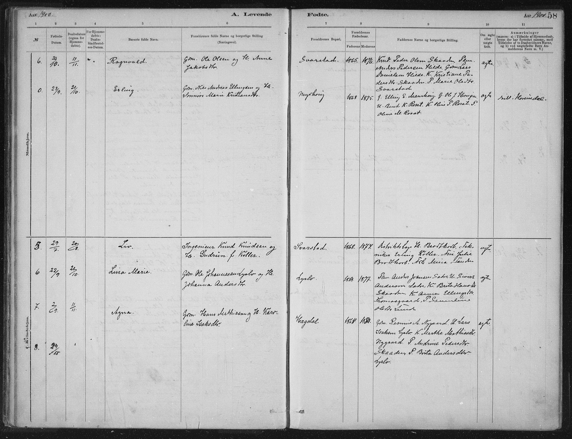 Innvik sokneprestembete, AV/SAB-A-80501: Parish register (official) no. B  1, 1879-1902, p. 58