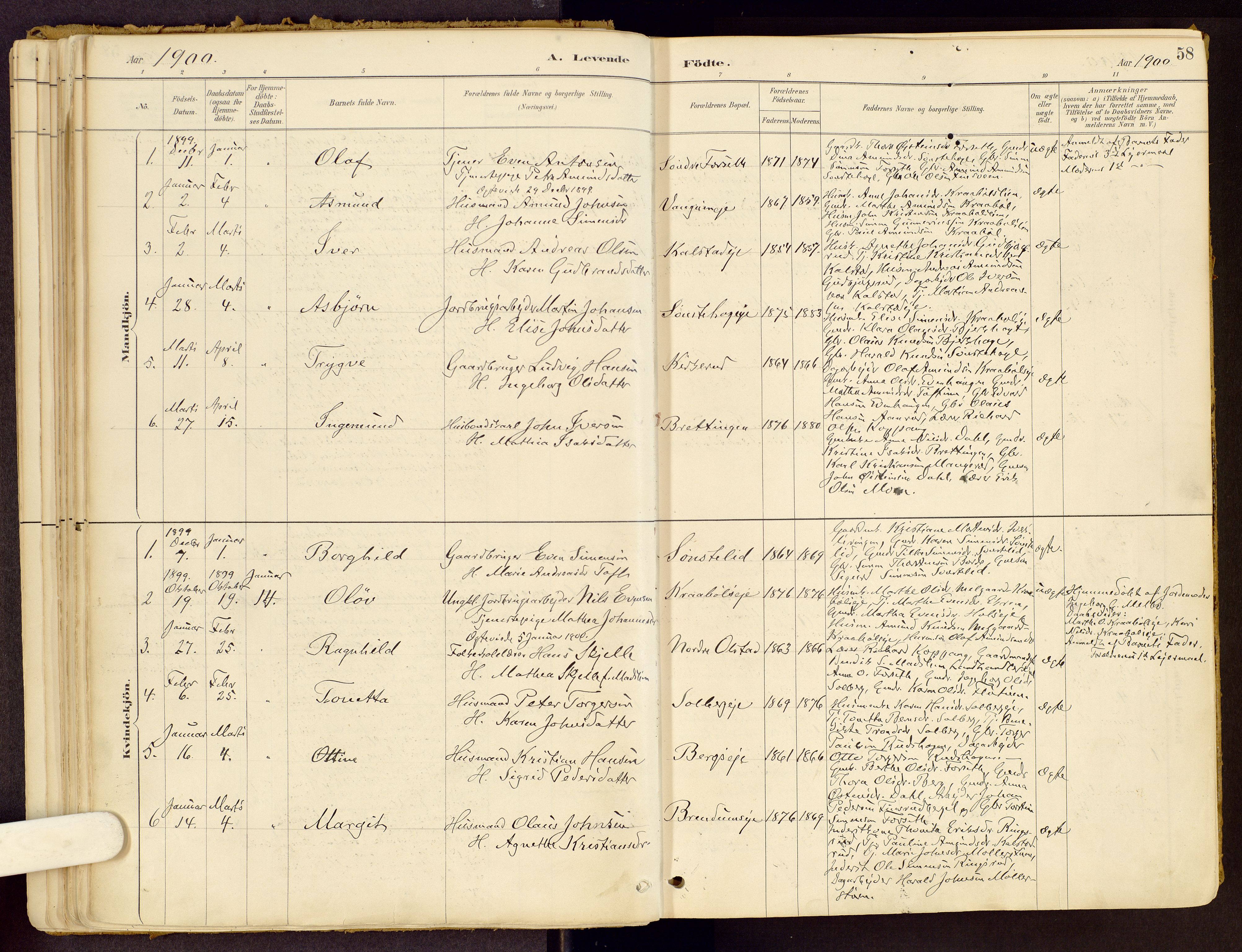 Vestre Gausdal prestekontor, SAH/PREST-094/H/Ha/Haa/L0001: Parish register (official) no. 1, 1887-1914, p. 58
