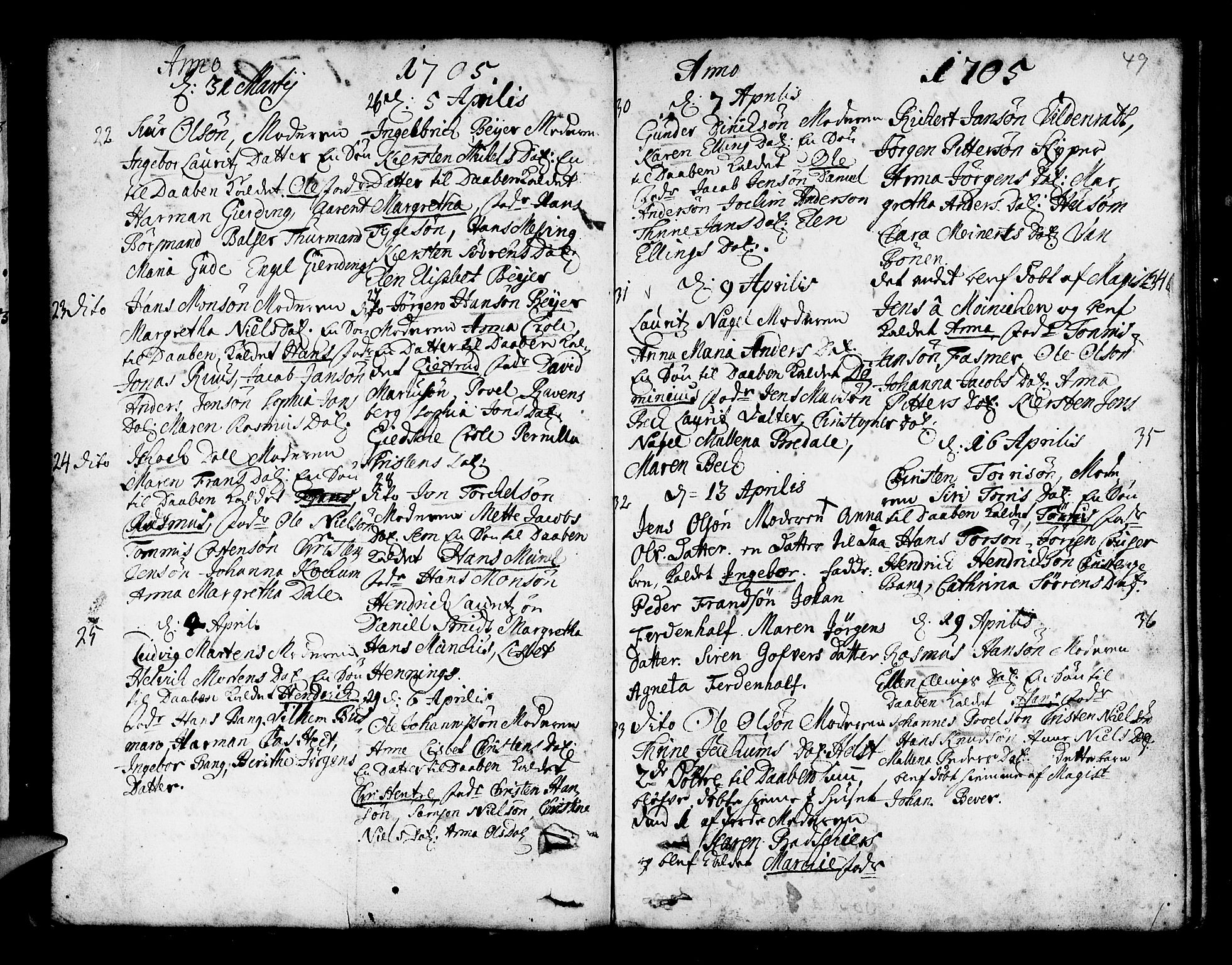 Nykirken Sokneprestembete, AV/SAB-A-77101/H/Haa/L0002: Parish register (official) no. A 2, 1700-1723, p. 49