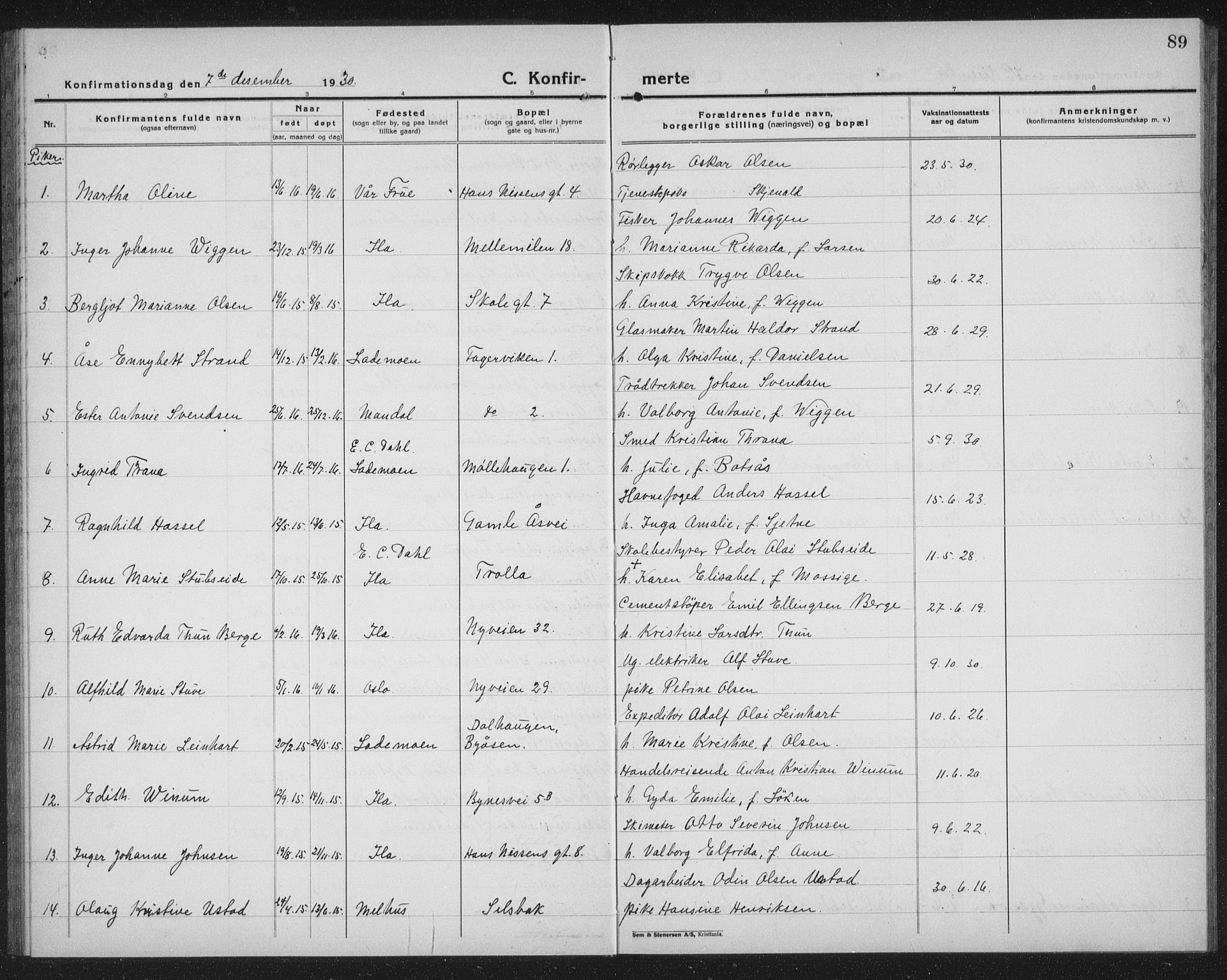 Ministerialprotokoller, klokkerbøker og fødselsregistre - Sør-Trøndelag, SAT/A-1456/603/L0175: Parish register (copy) no. 603C03, 1923-1941, p. 89