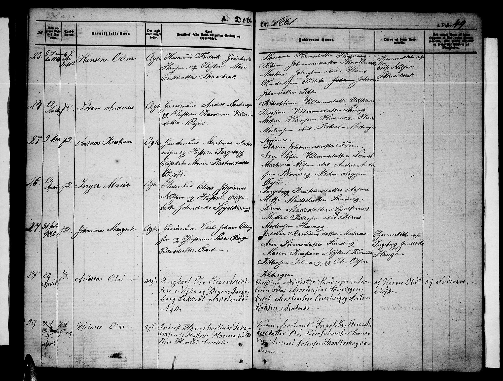 Ministerialprotokoller, klokkerbøker og fødselsregistre - Nordland, AV/SAT-A-1459/891/L1313: Parish register (copy) no. 891C02, 1856-1870, p. 49