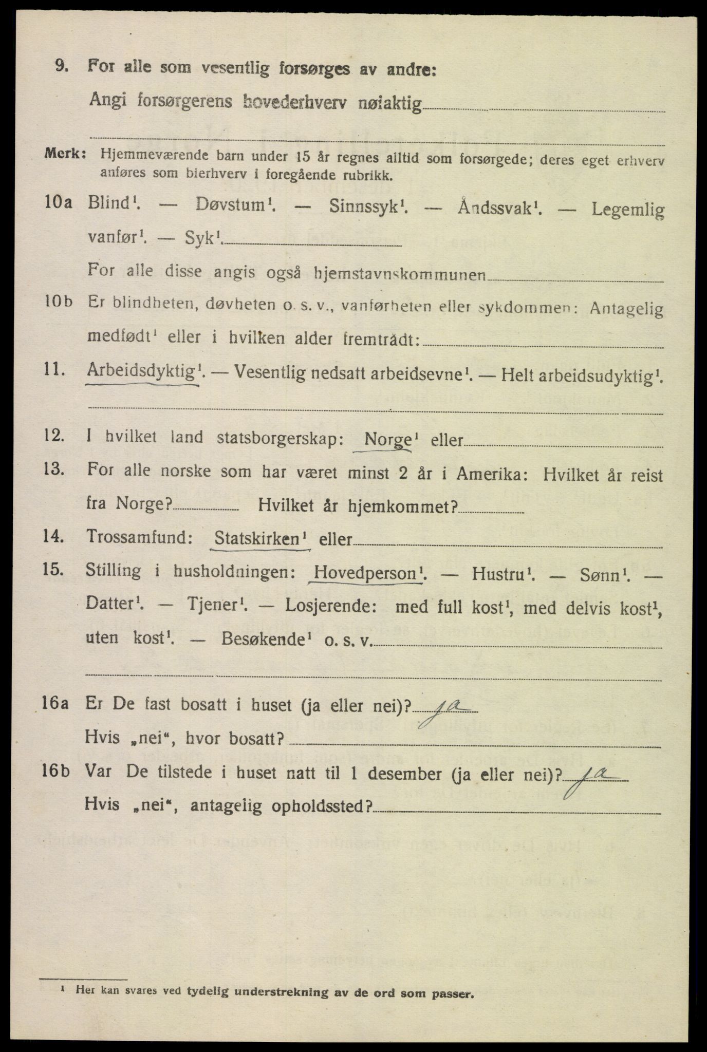 SAK, 1920 census for Austad, 1920, p. 2488