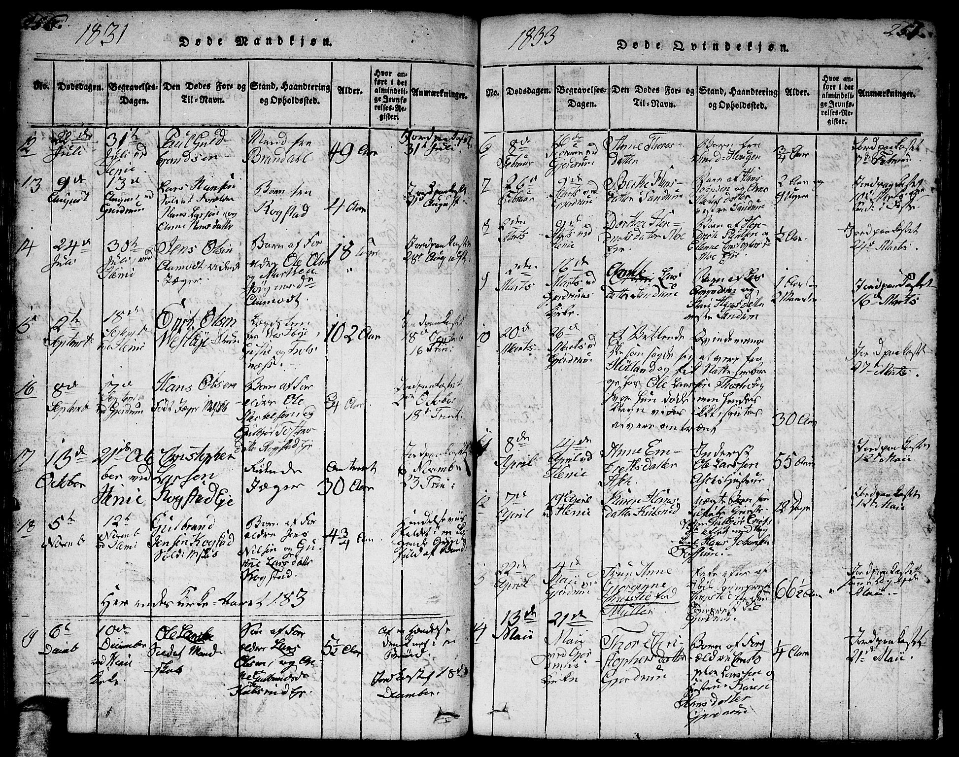 Gjerdrum prestekontor Kirkebøker, SAO/A-10412b/F/Fa/L0004: Parish register (official) no. I 4, 1816-1836, p. 256-257