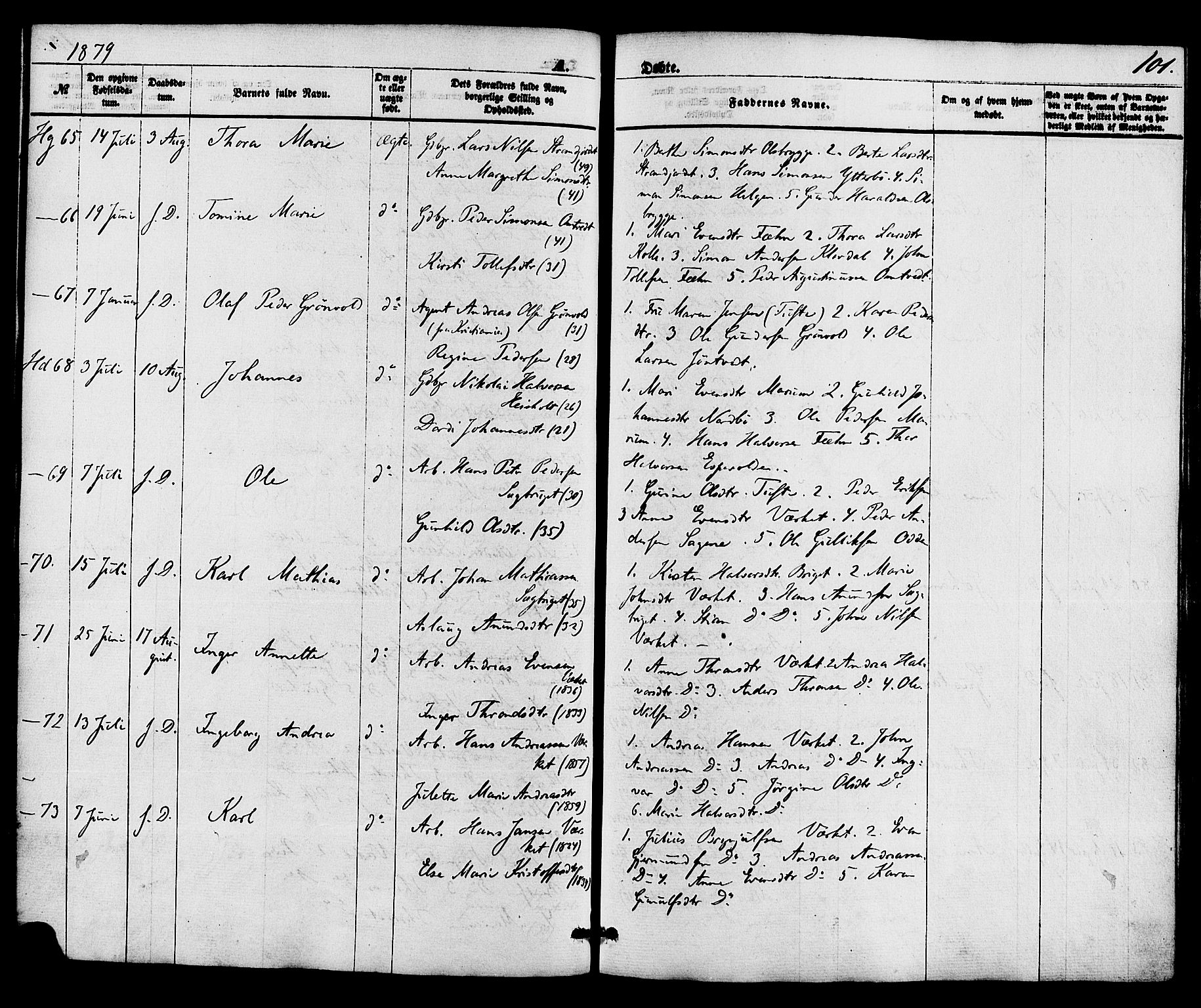 Holla kirkebøker, AV/SAKO-A-272/F/Fa/L0007: Parish register (official) no. 7, 1869-1881, p. 101