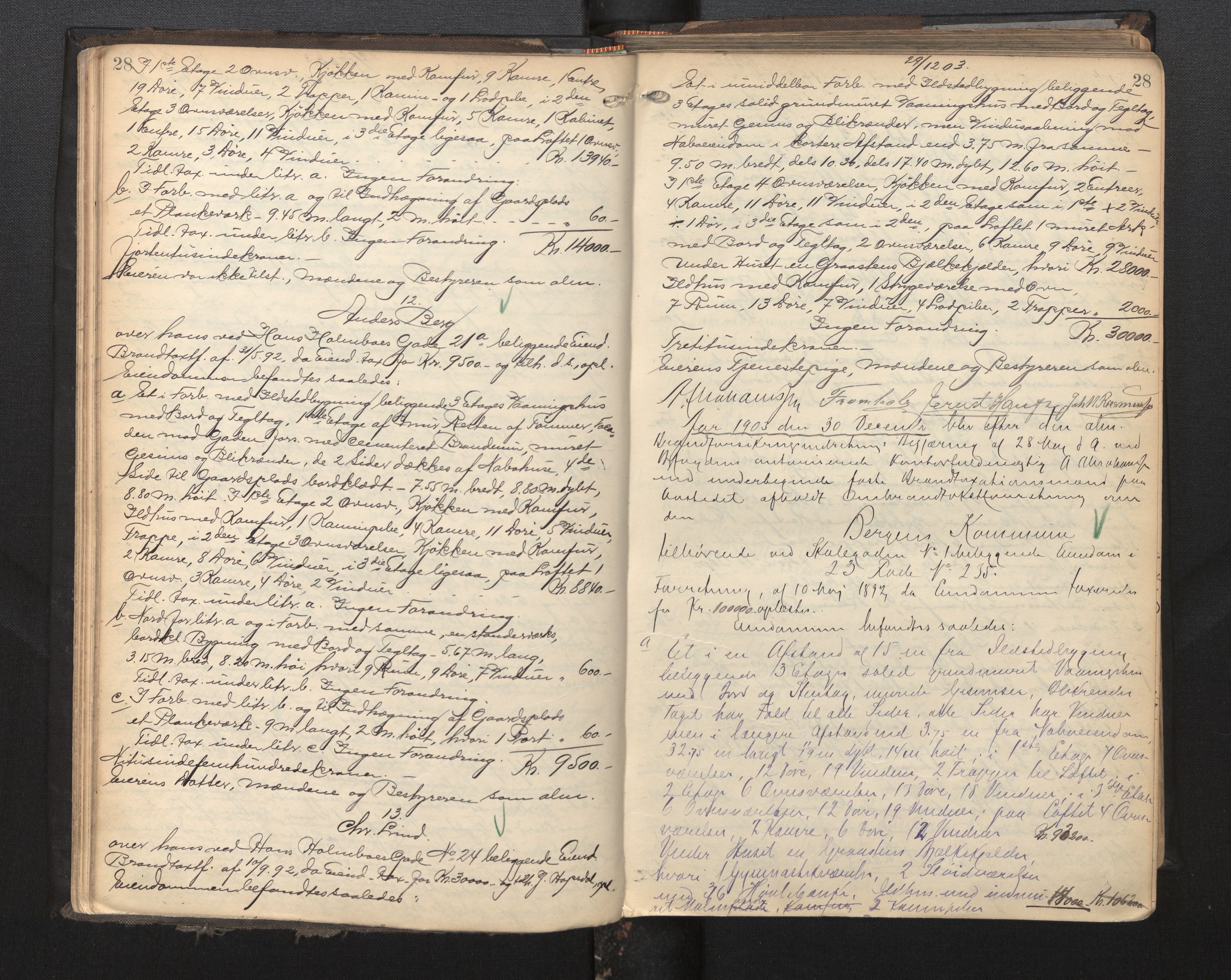 Byfogd og Byskriver i Bergen, AV/SAB-A-3401/11/11Da/L0013: Branntakstprotokoll, 1903-1906, p. 28