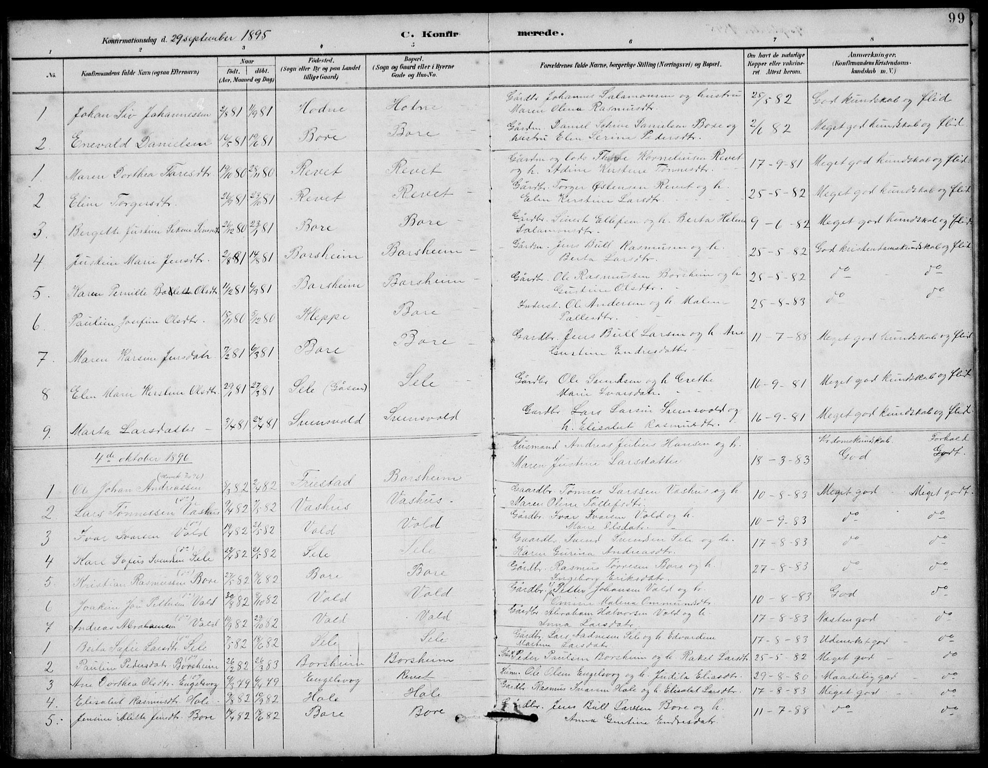 Klepp sokneprestkontor, AV/SAST-A-101803/001/3/30BB/L0006: Parish register (copy) no. B 6, 1889-1936, p. 99