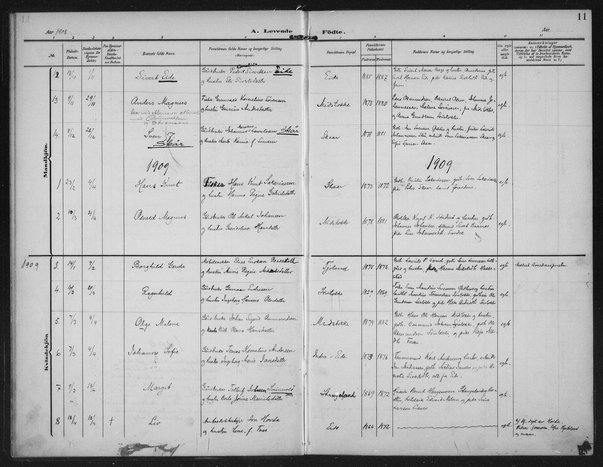 Kopervik sokneprestkontor, AV/SAST-A-101850/H/Ha/Haa/L0003: Parish register (official) no. A 3, 1906-1924, p. 11