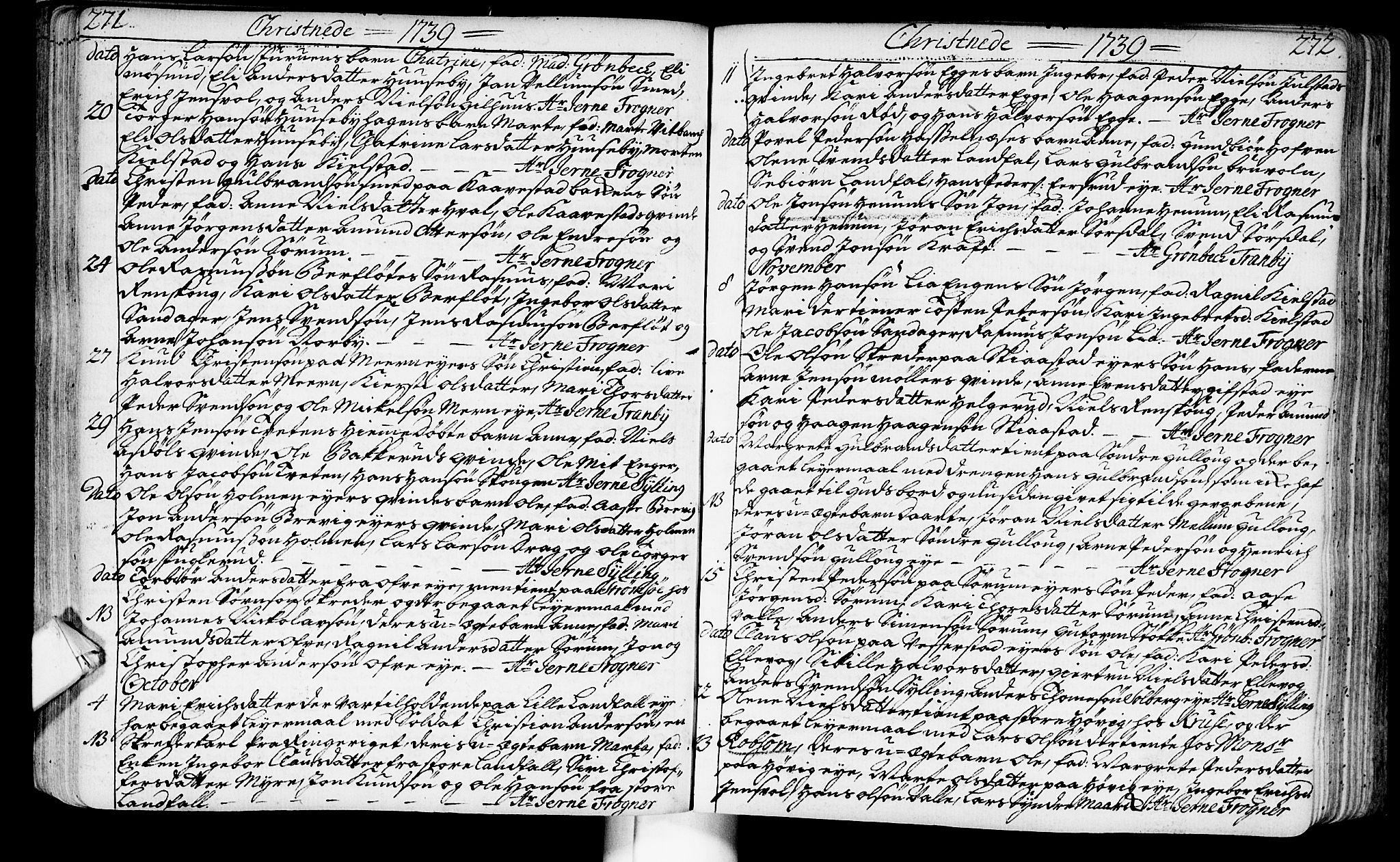 Lier kirkebøker, AV/SAKO-A-230/F/Fa/L0003: Parish register (official) no. I 3, 1727-1748, p. 271-272