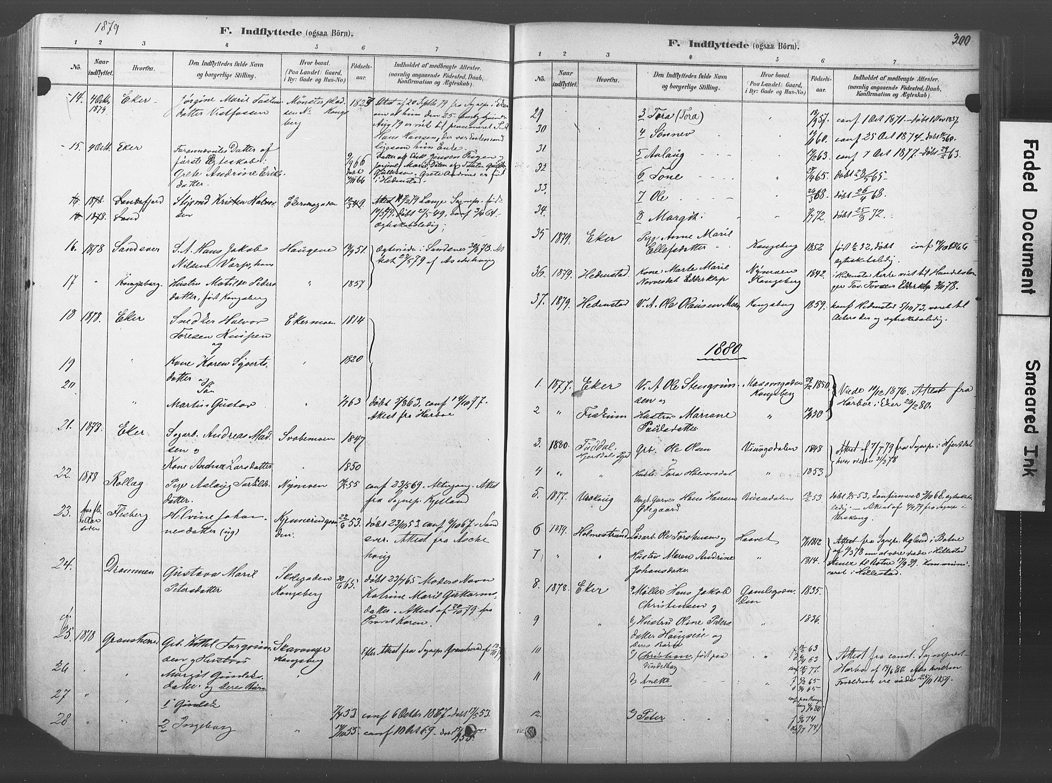Kongsberg kirkebøker, SAKO/A-22/F/Fb/L0001: Parish register (official) no. II 1, 1878-1886, p. 300