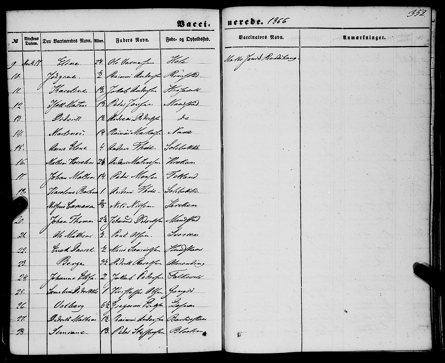 Davik sokneprestembete, AV/SAB-A-79701/H/Haa/Haaa/L0005: Parish register (official) no. A 5, 1850-1866, p. 352