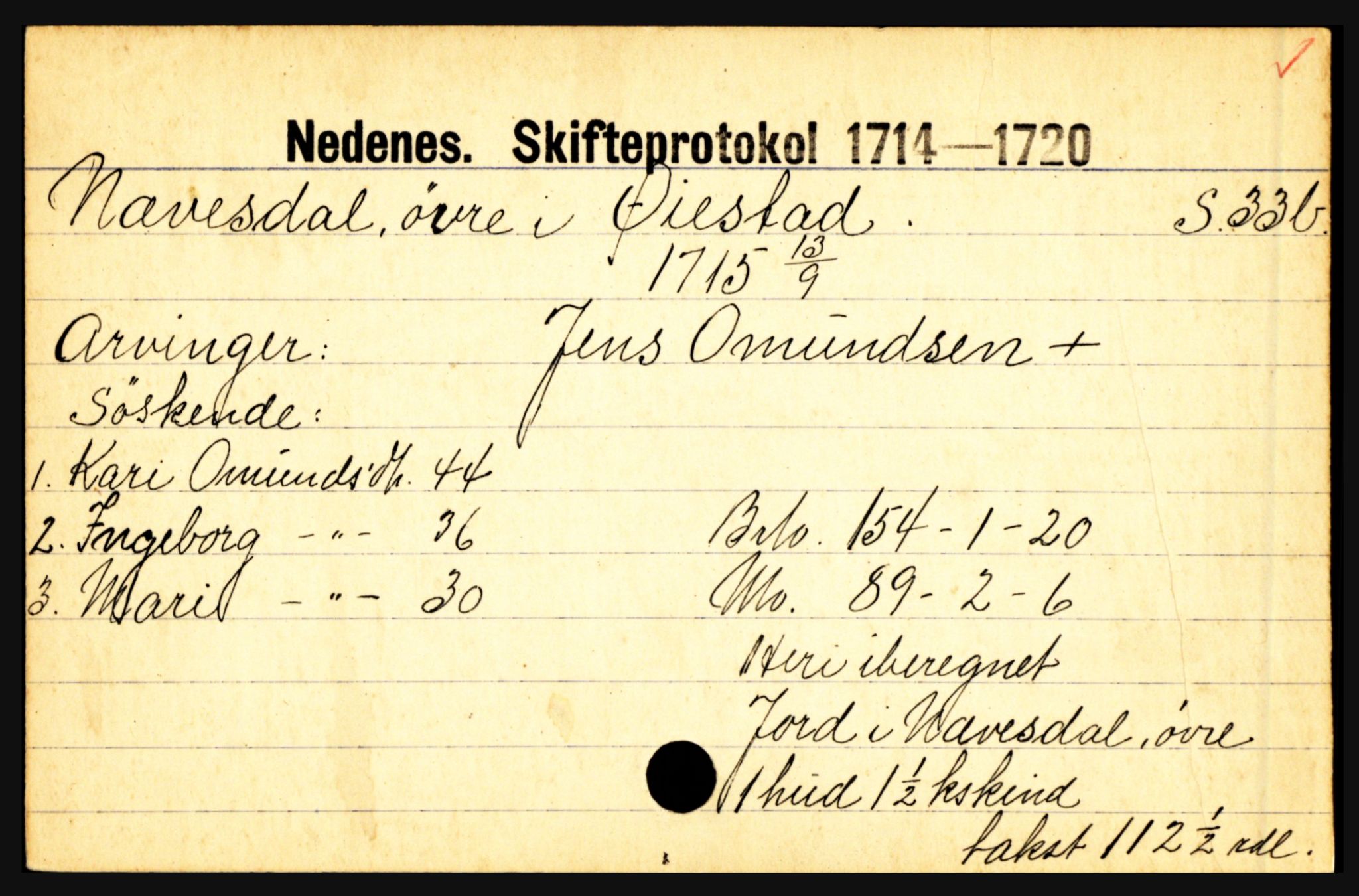 Nedenes sorenskriveri før 1824, AV/SAK-1221-0007/H, p. 22505