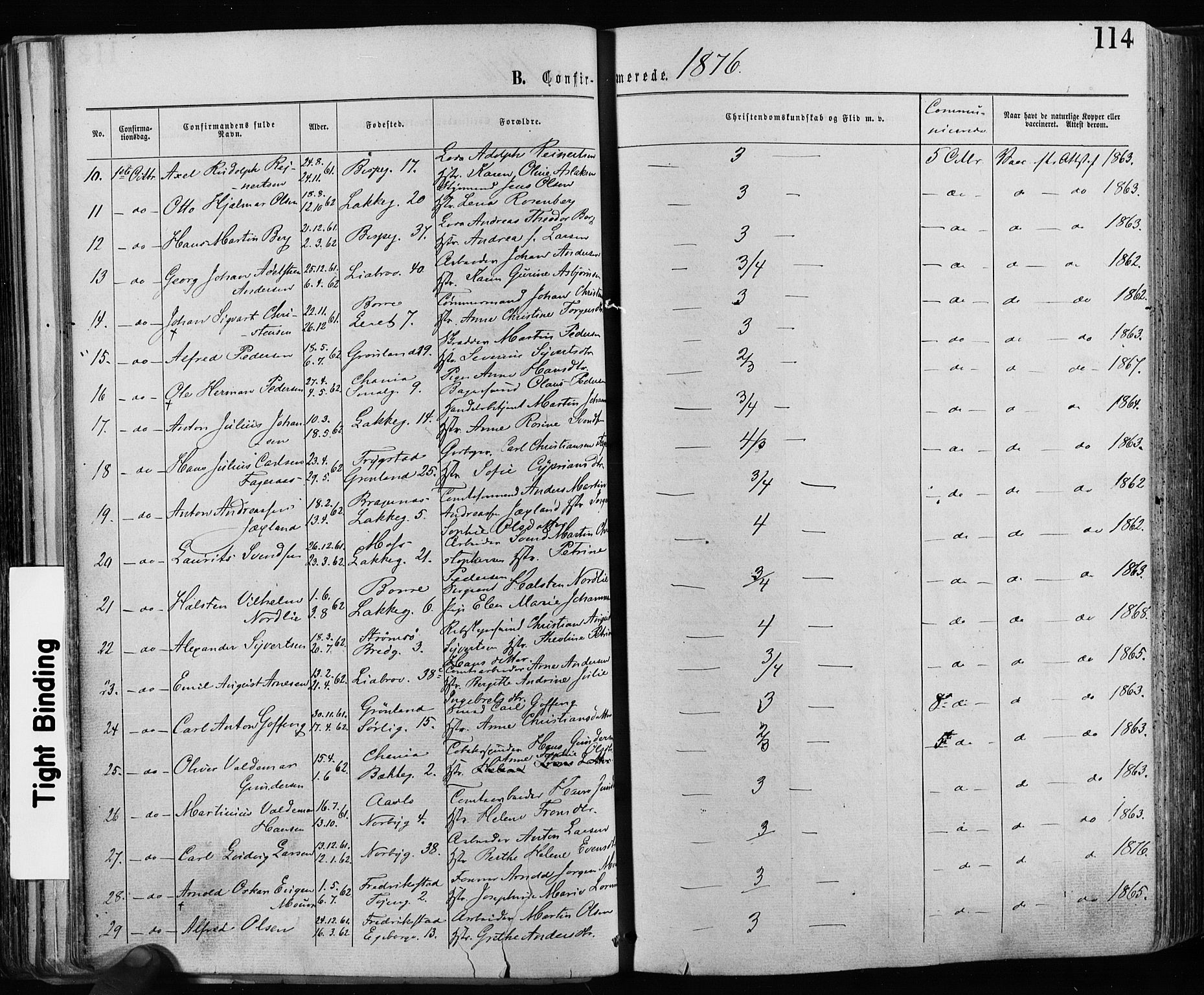 Grønland prestekontor Kirkebøker, AV/SAO-A-10848/F/Fa/L0005: Parish register (official) no. 5, 1869-1880, p. 114