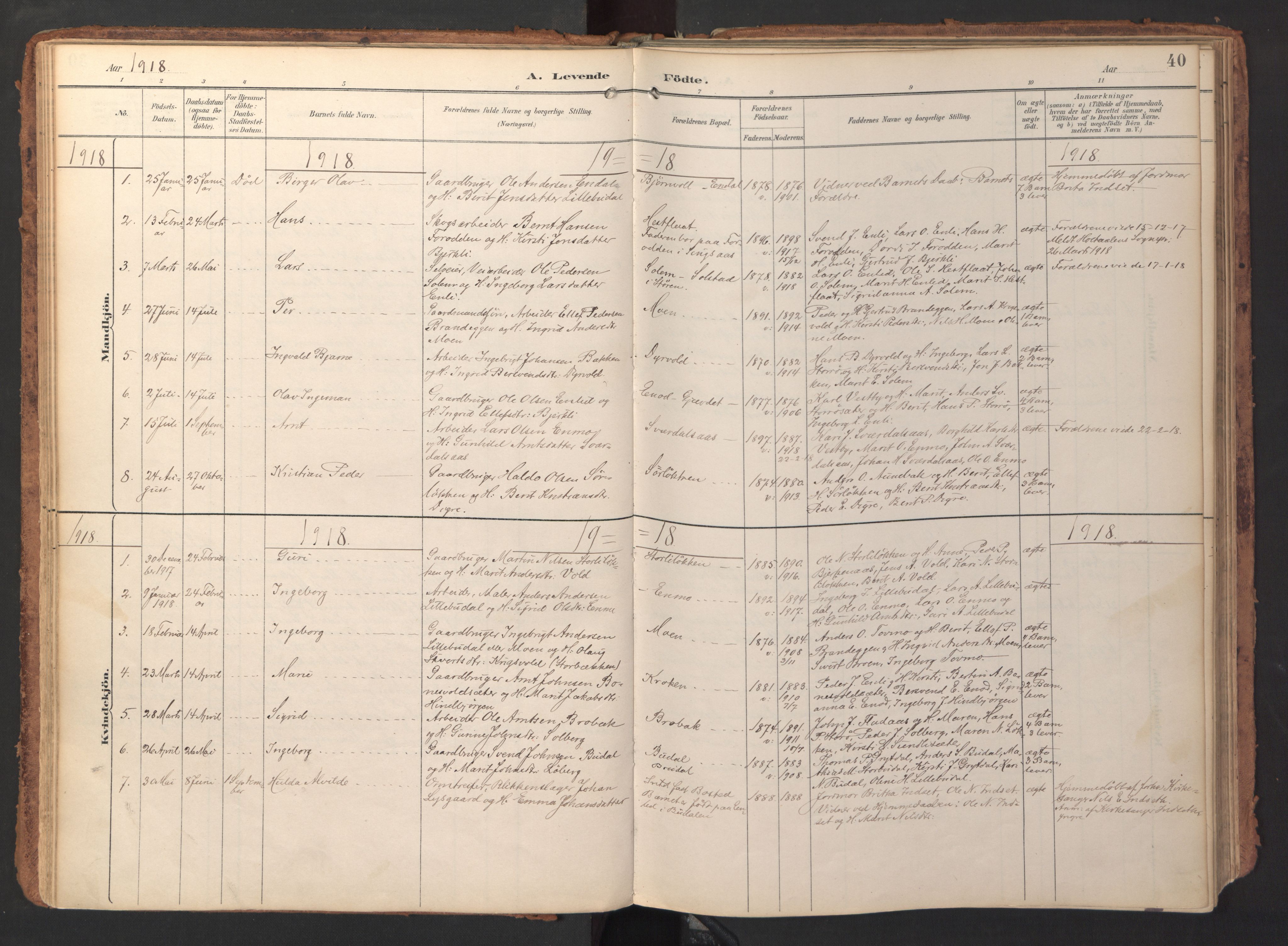 Ministerialprotokoller, klokkerbøker og fødselsregistre - Sør-Trøndelag, AV/SAT-A-1456/690/L1050: Parish register (official) no. 690A01, 1889-1929, p. 40