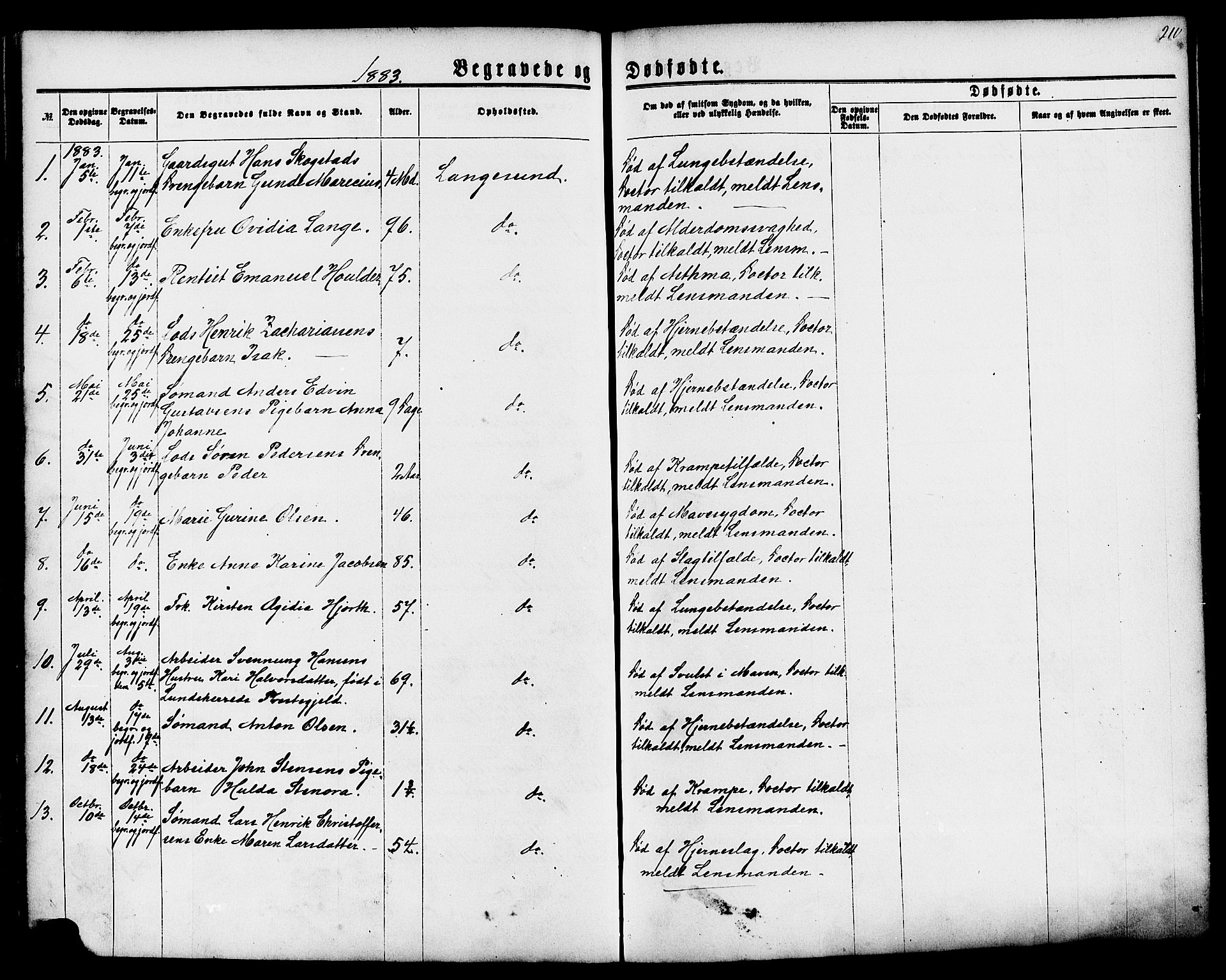 Langesund kirkebøker, SAKO/A-280/G/Ga/L0004: Parish register (copy) no. 4, 1859-1884, p. 210
