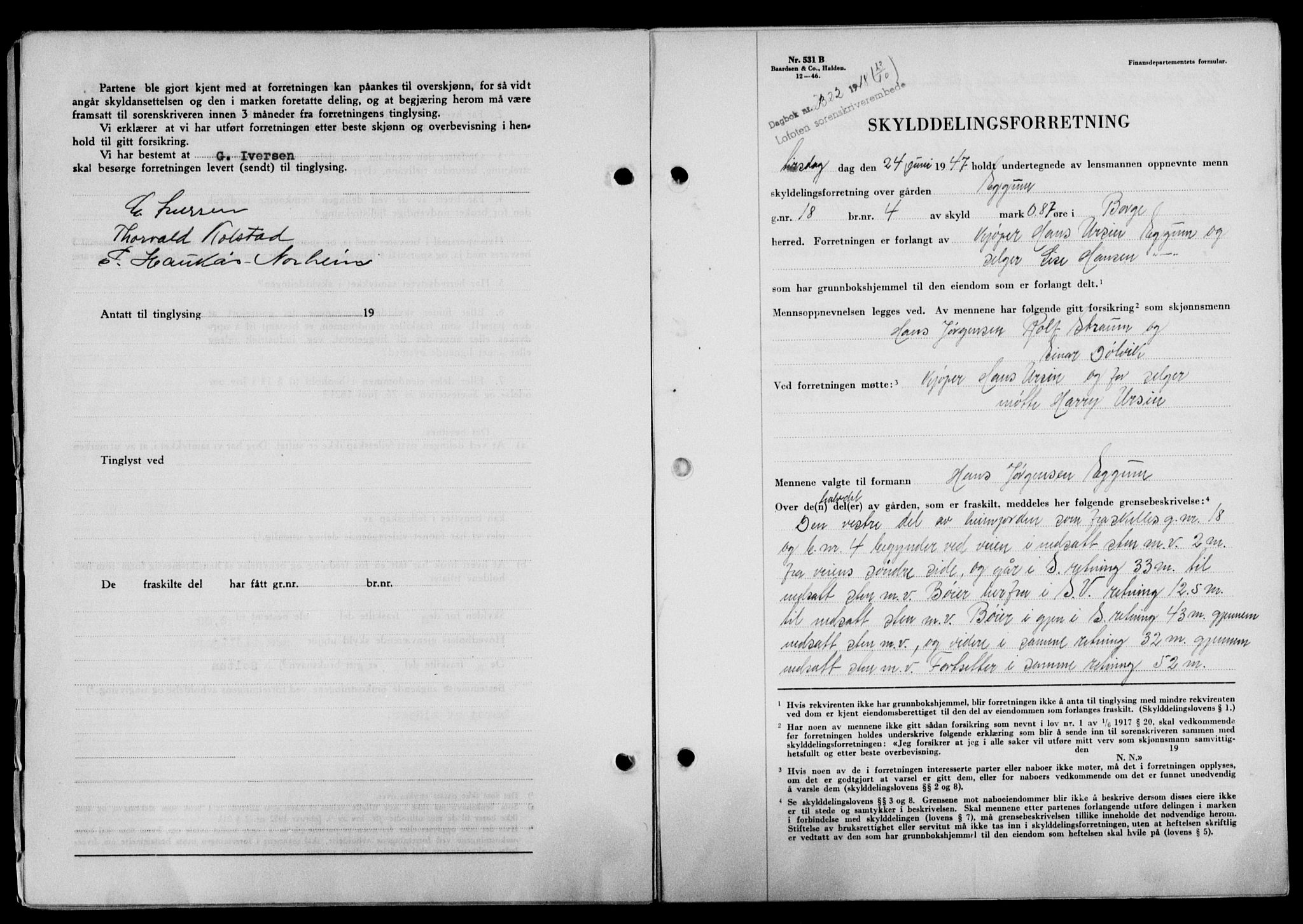 Lofoten sorenskriveri, SAT/A-0017/1/2/2C/L0019a: Mortgage book no. 19a, 1948-1948, Diary no: : 2322/1948
