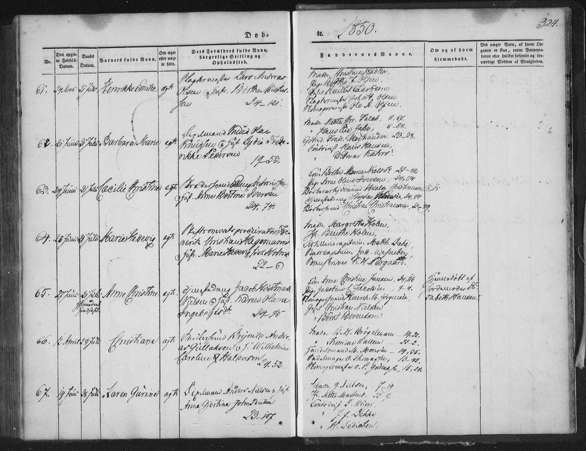 Korskirken sokneprestembete, AV/SAB-A-76101/H/Haa/L0016: Parish register (official) no. B 2, 1841-1851, p. 324