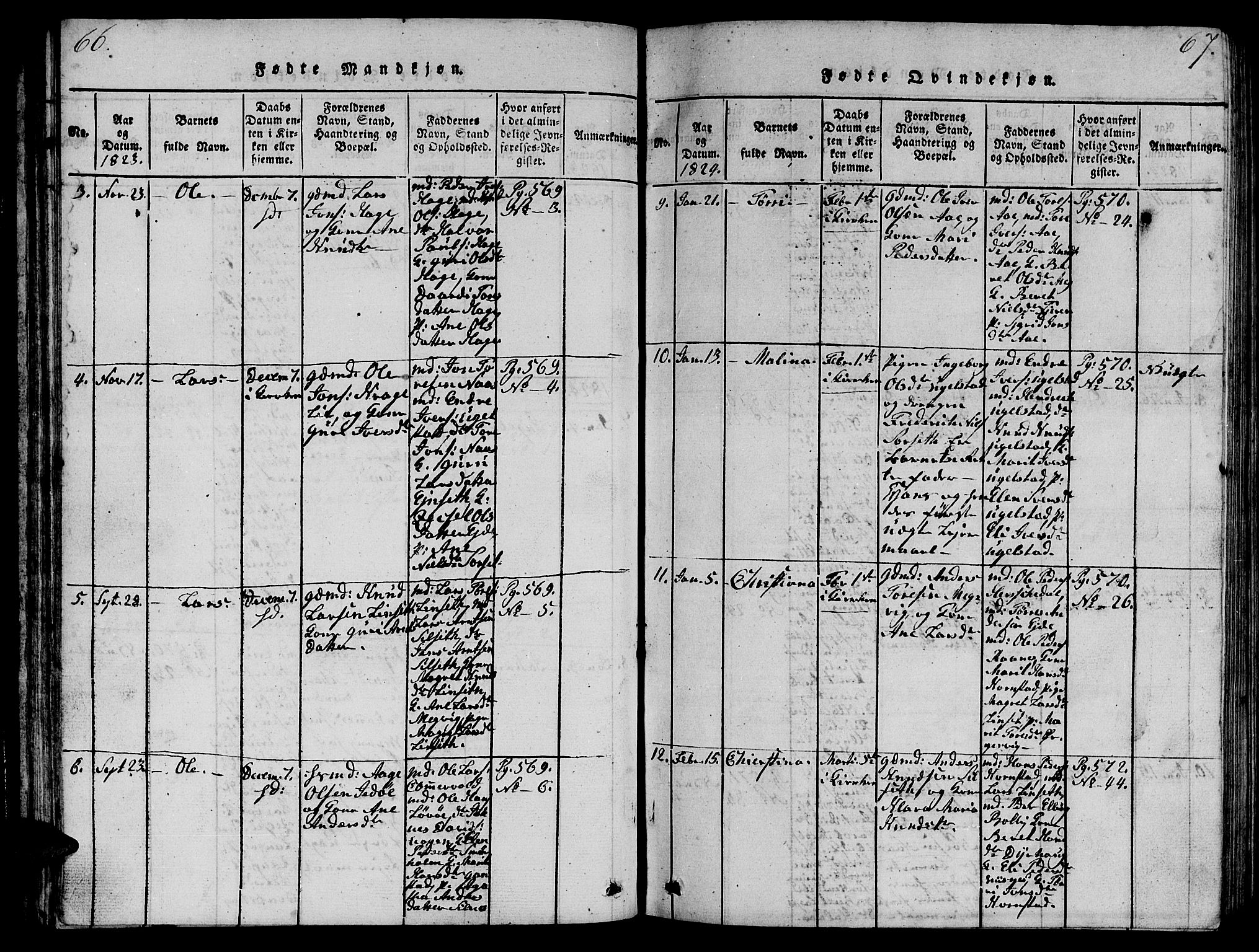 Ministerialprotokoller, klokkerbøker og fødselsregistre - Møre og Romsdal, SAT/A-1454/570/L0831: Parish register (official) no. 570A05, 1819-1829, p. 66-67