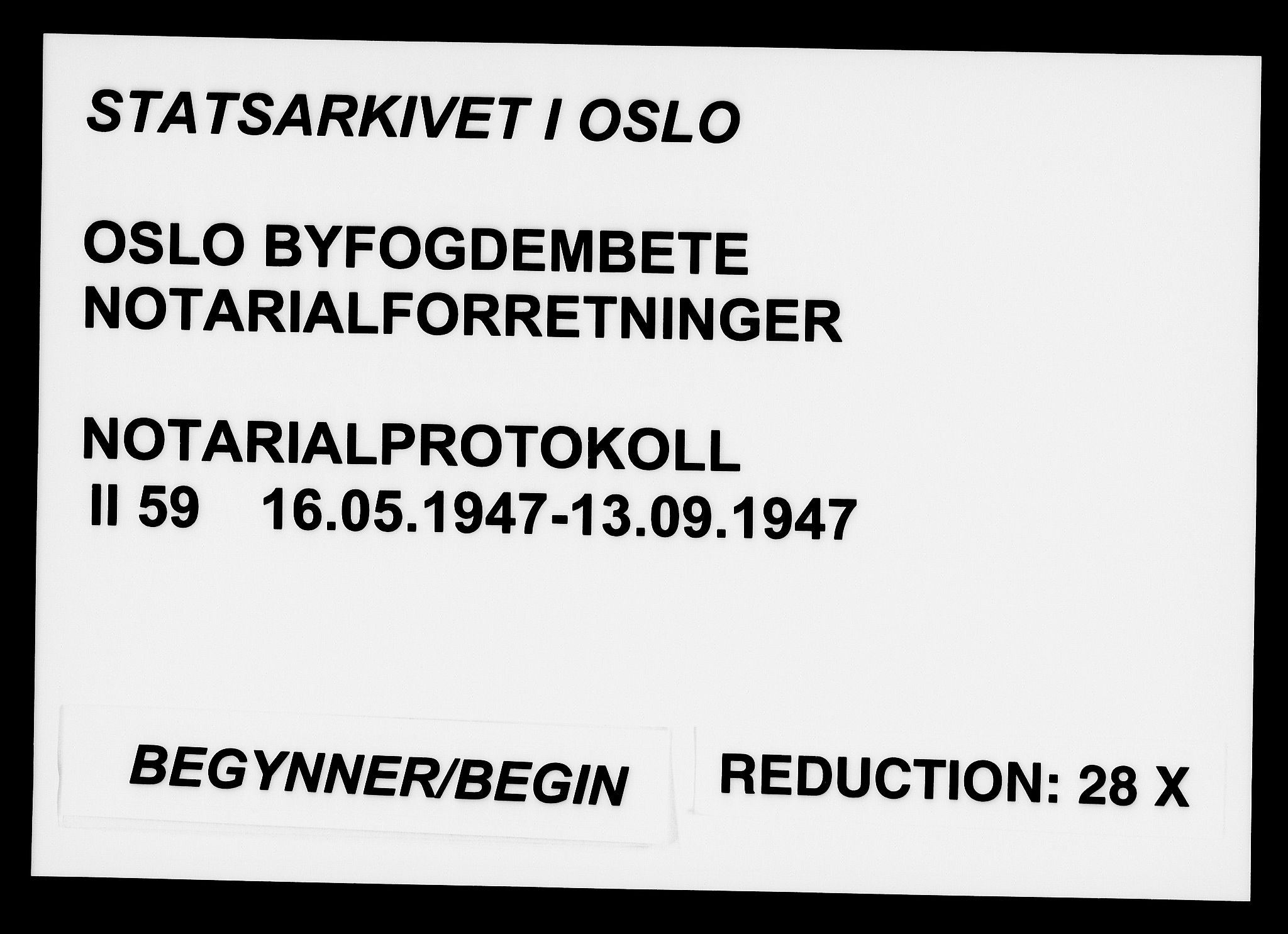 Oslo byfogd avd. I, SAO/A-10220/L/Lb/Lbb/L0059: Notarialprotokoll, rekke II: Vigsler, 1947